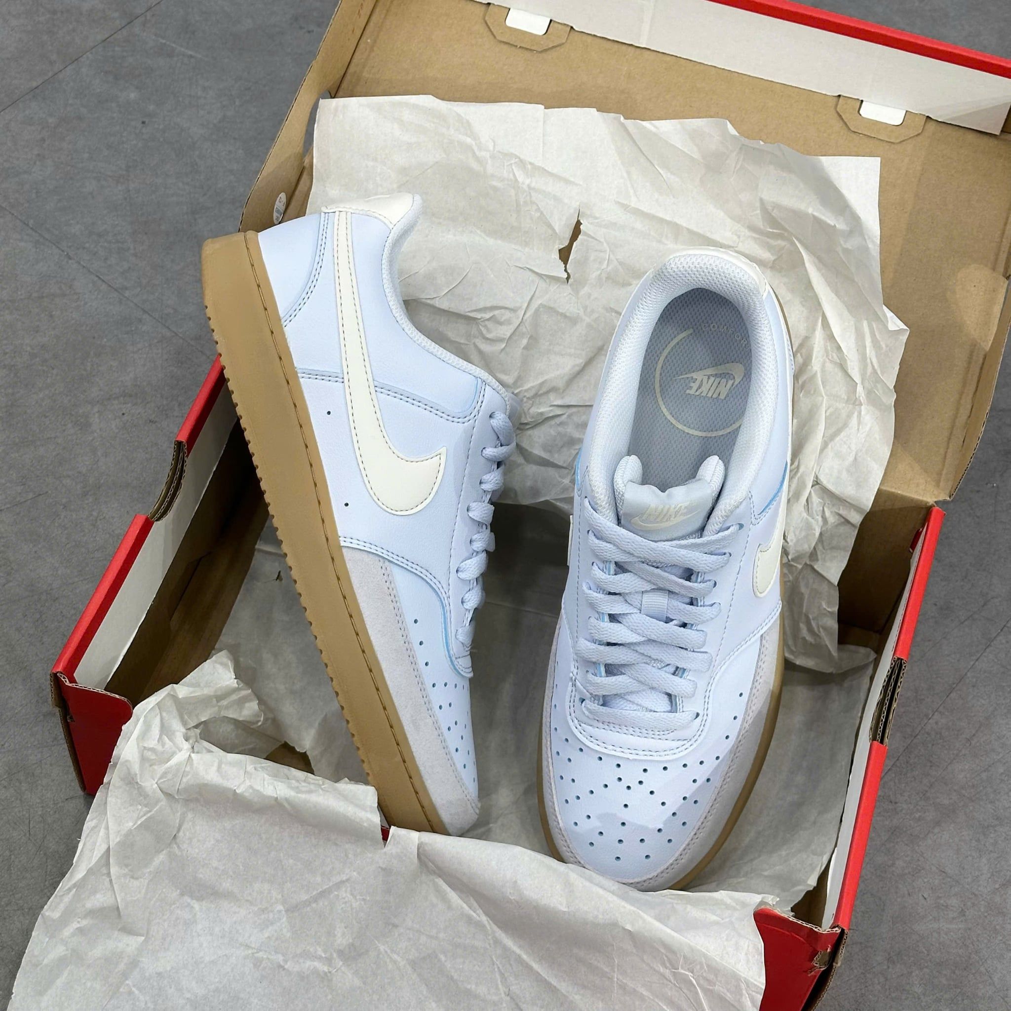  NIKE COURT VISION LOW FOOTBALL GREY GUM LIGHT BROWN PALE IVORY IB2998-002 