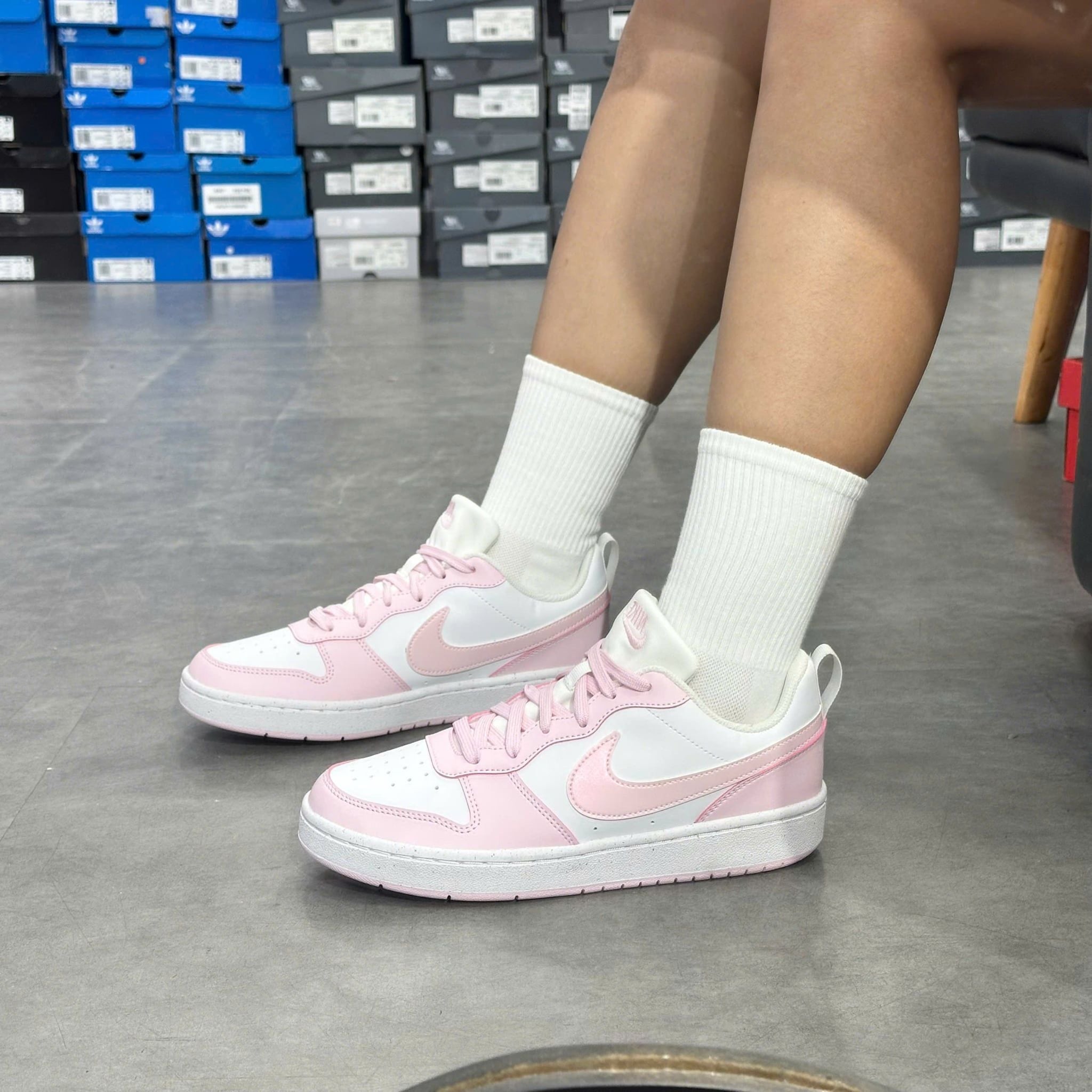  NIKE  COURT BOROUGH LOW 2 SE WHITE PINK FOAM DQ0492-100 l DV5456-105 