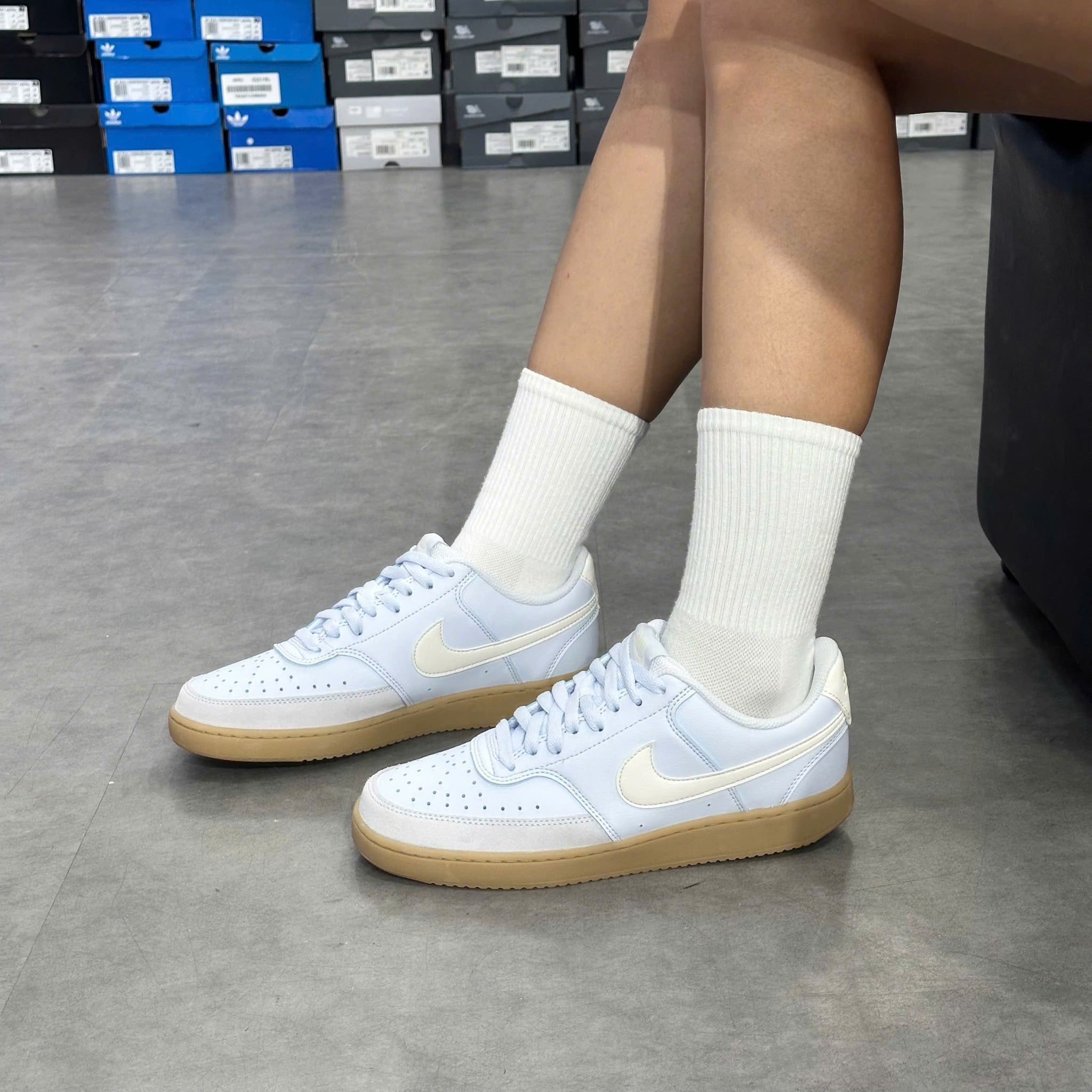  NIKE COURT VISION LOW FOOTBALL GREY GUM LIGHT BROWN PALE IVORY IB2998-002 