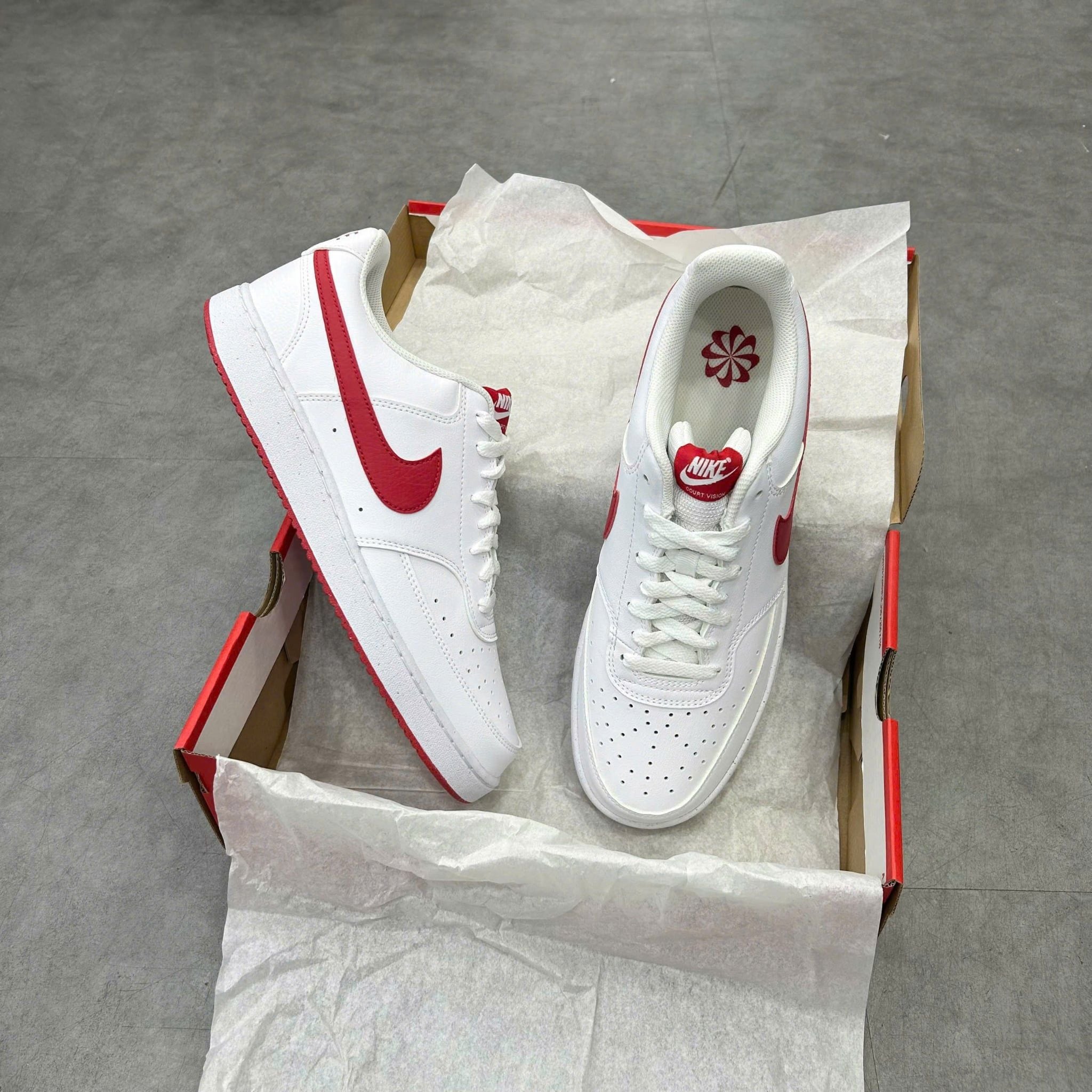  NIKE COURT VISION LOW NEXT NATURE WHITE UNIVERSITY RED HF1744-101 