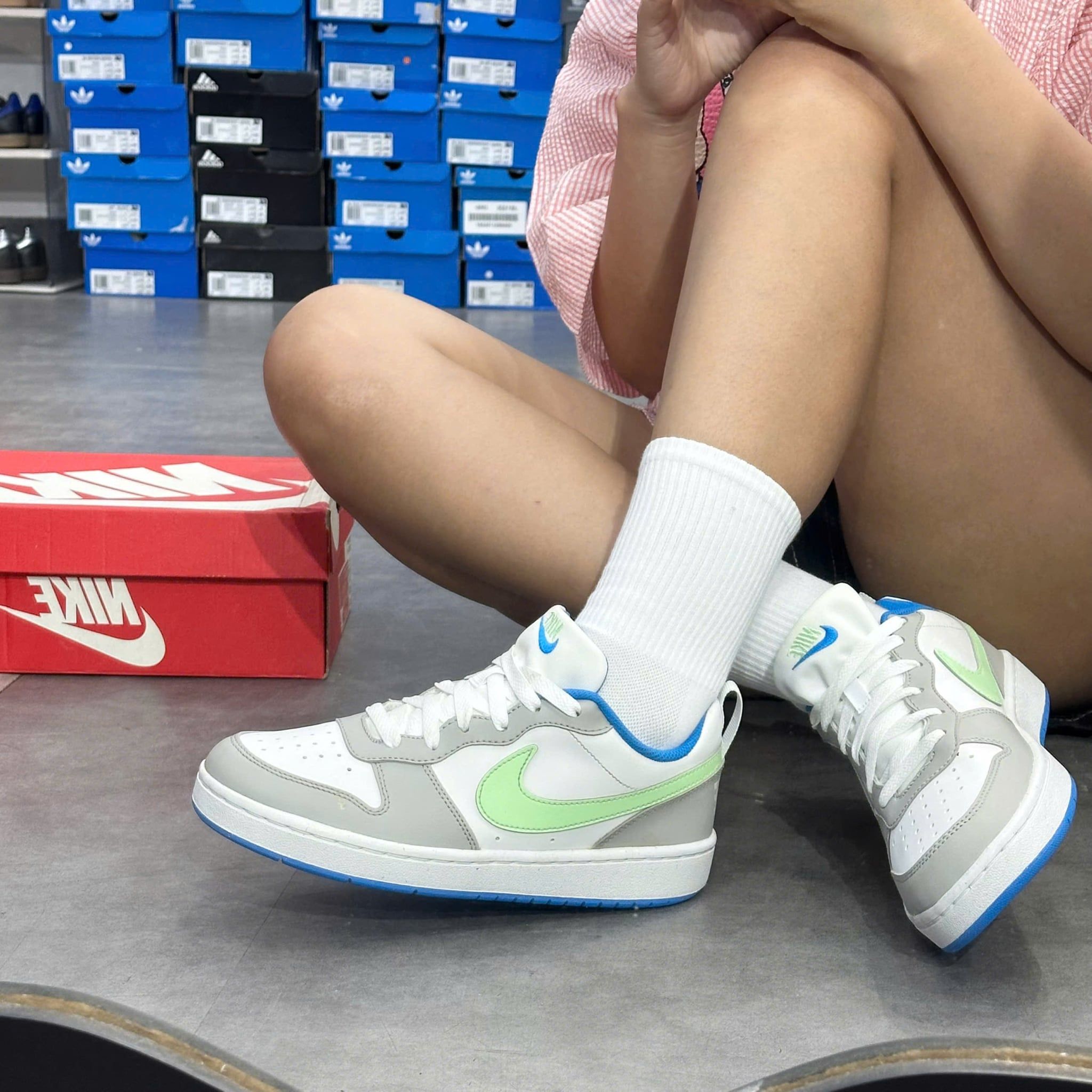  NIKE COURT BOROUGH LOW RECRAFT LIGHT IRON ORE VAPOR GREEN DV5456-005 