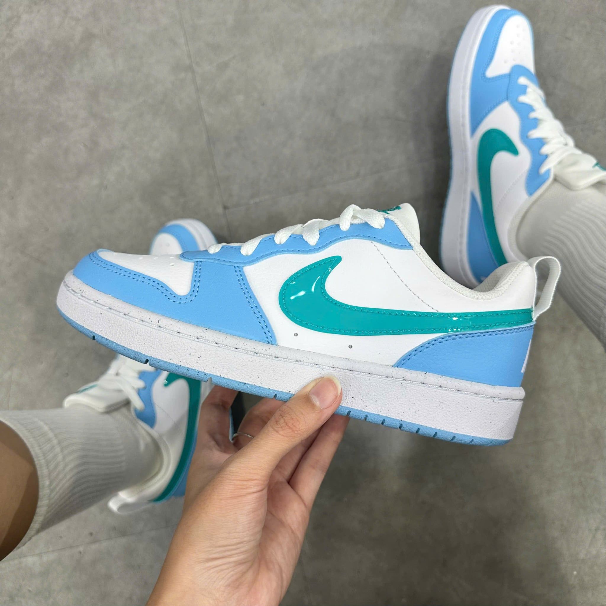  NIKE COURT BOROUGH LOW WHITE BLUE IV5820-100 