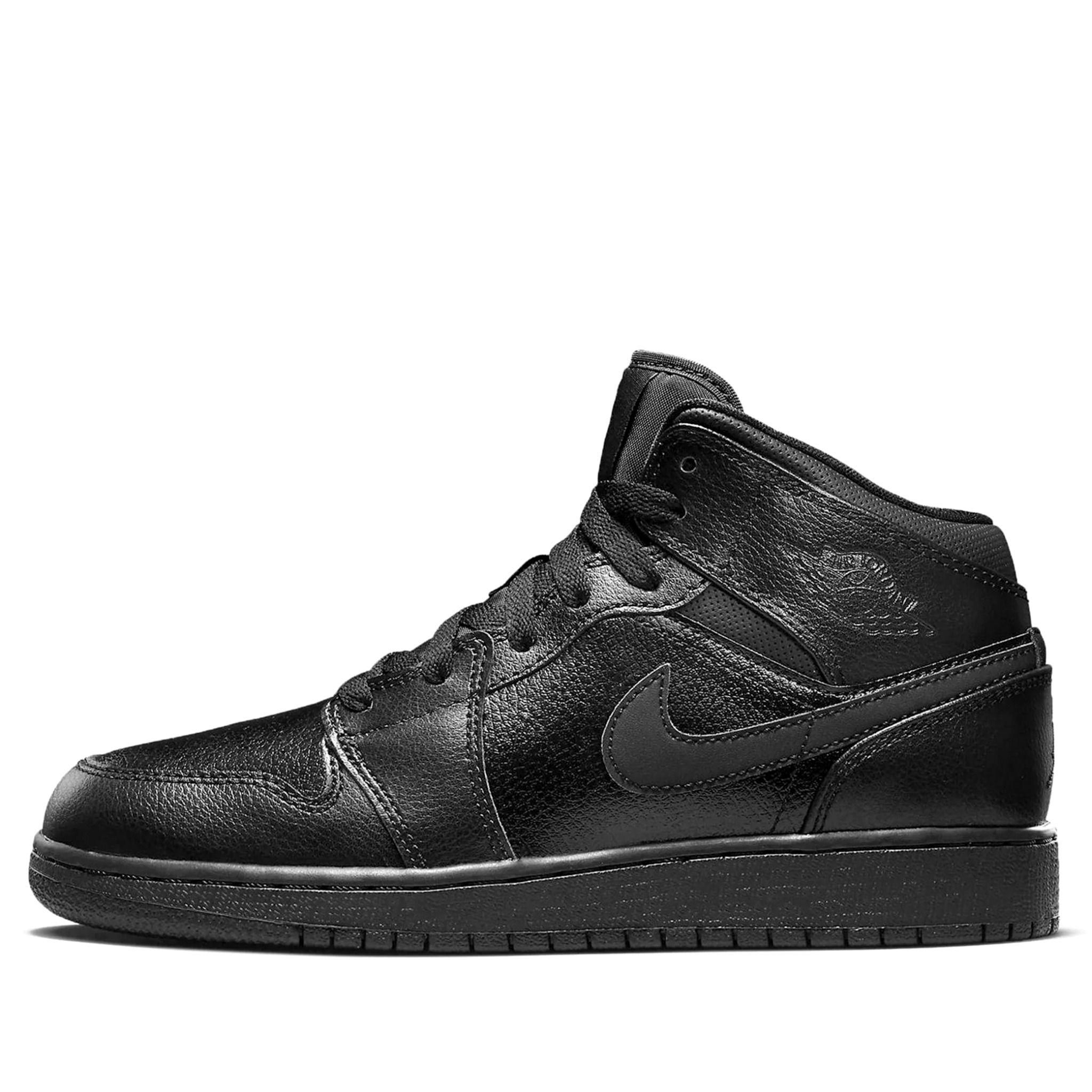  NIKE AIR JORDAN 1 MID GS TRIPLE BLACK 2015 554725-030 