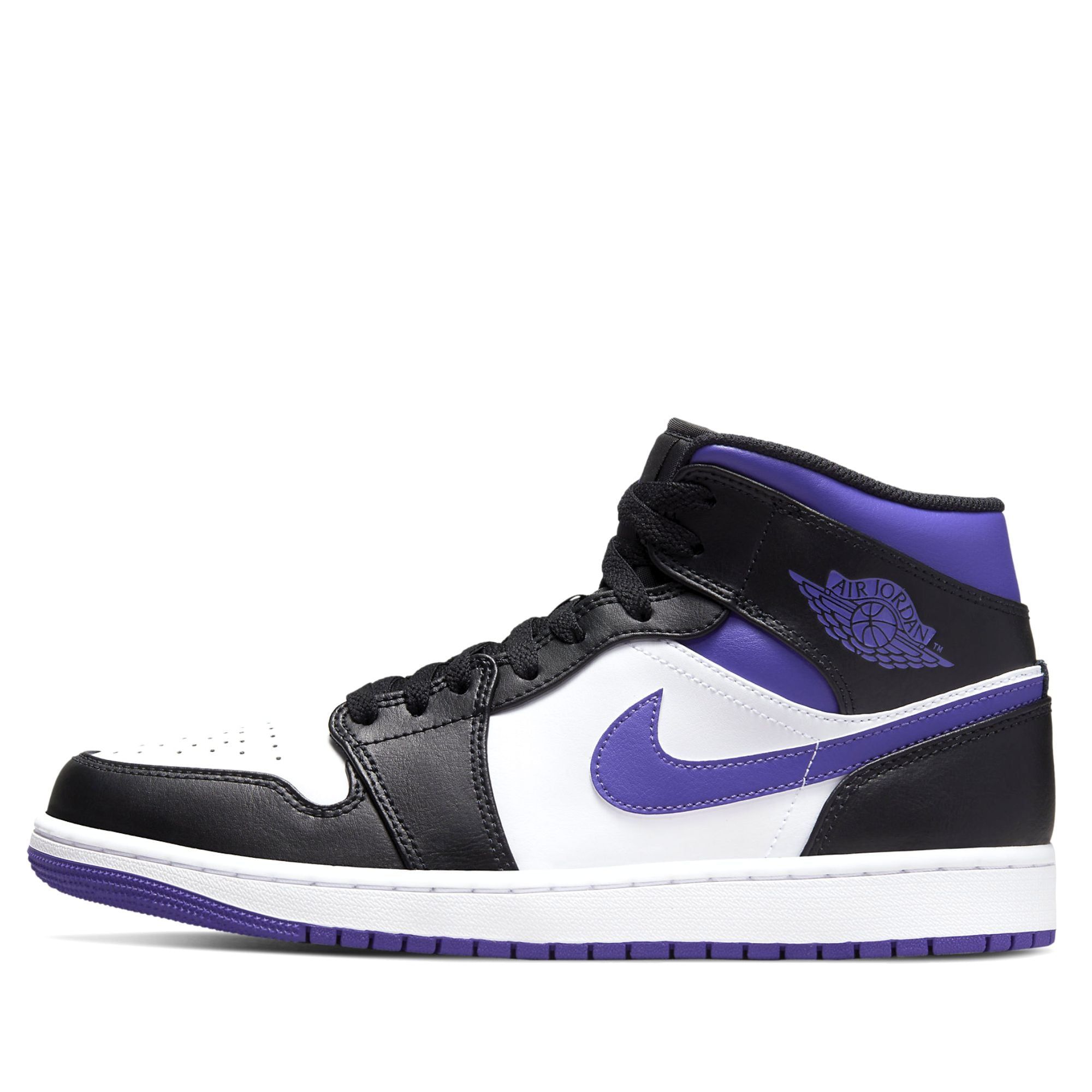  NIKE AIR JORDAN 1 MID WHITE BLACK PURPLE 554724-095 