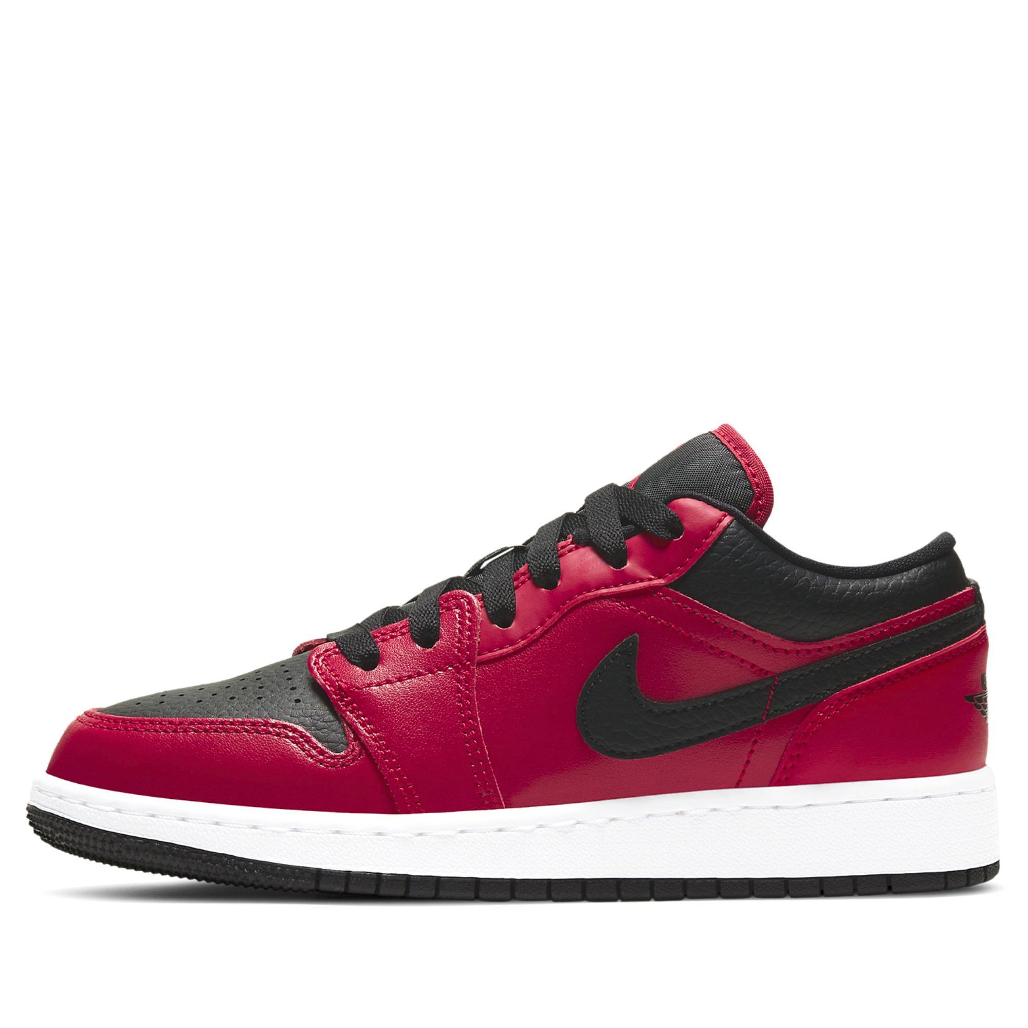  NIKE AIR JORDAN 1 LOW GS GYM RED BLACK PEBBLED 553560-605 
