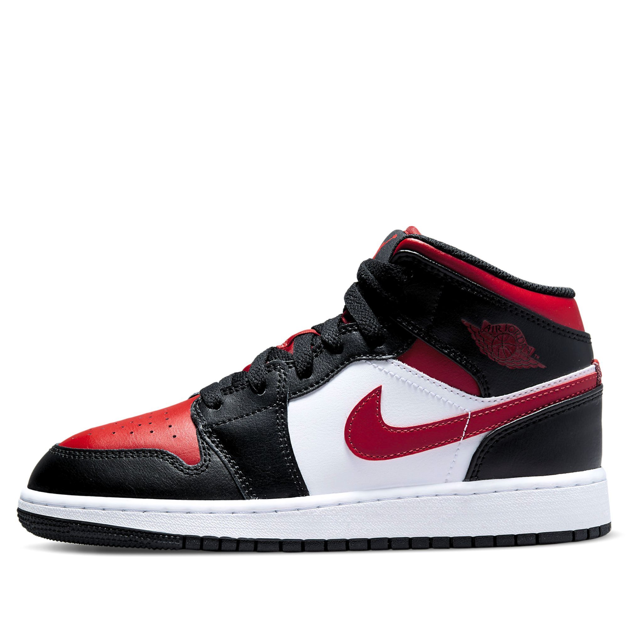  NIKE AIR JORDAN 1 MID BLACK FIRE RED GS 554725-079 