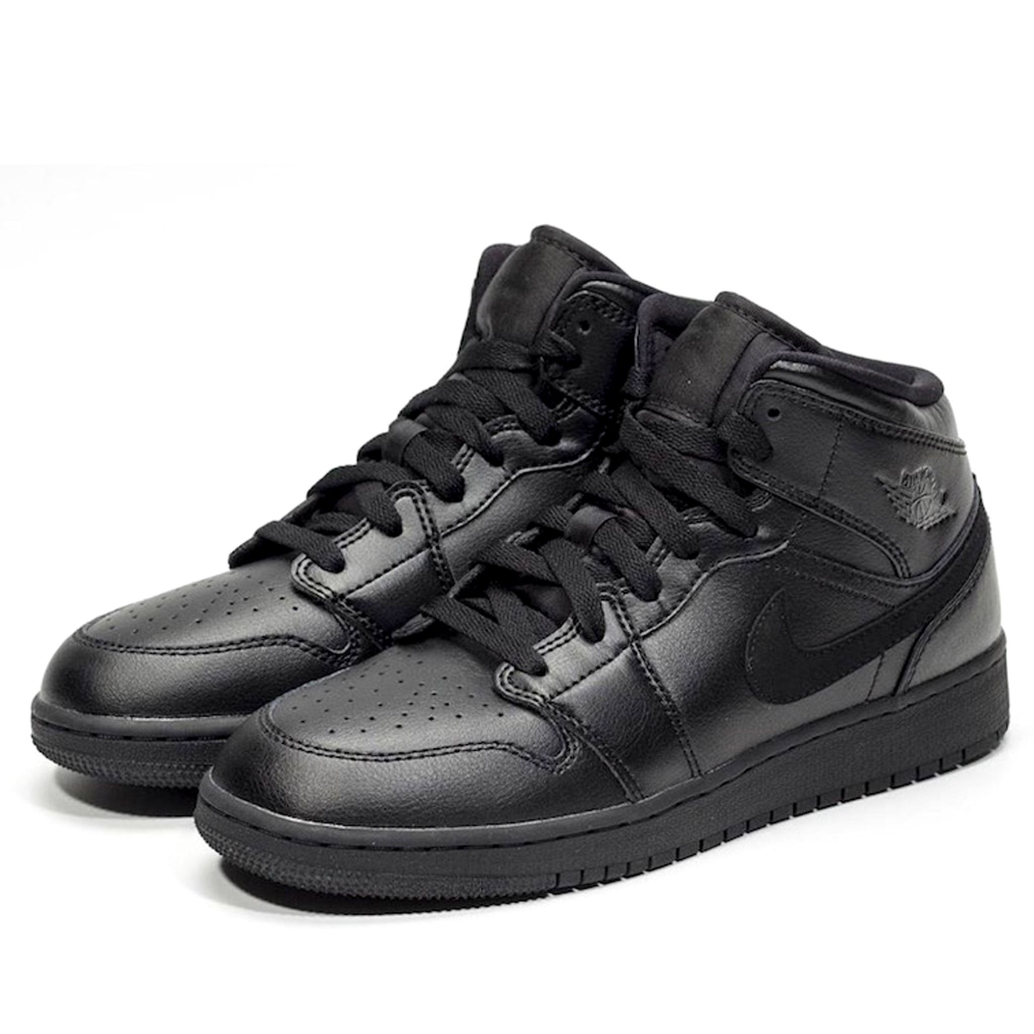  NIKE AIR JORDAN 1 MID GS TRIPLE BLACK 2015 554725-030 