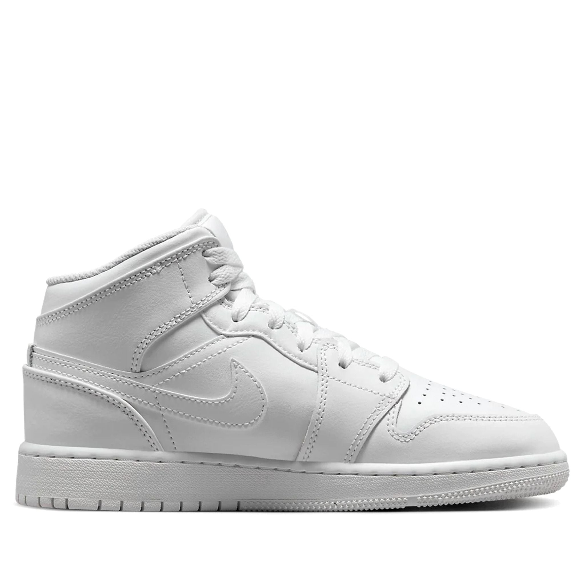  NIKE AIR JORDAN 1 MID TRIPLE WHITE 2023 GS 554725-136 