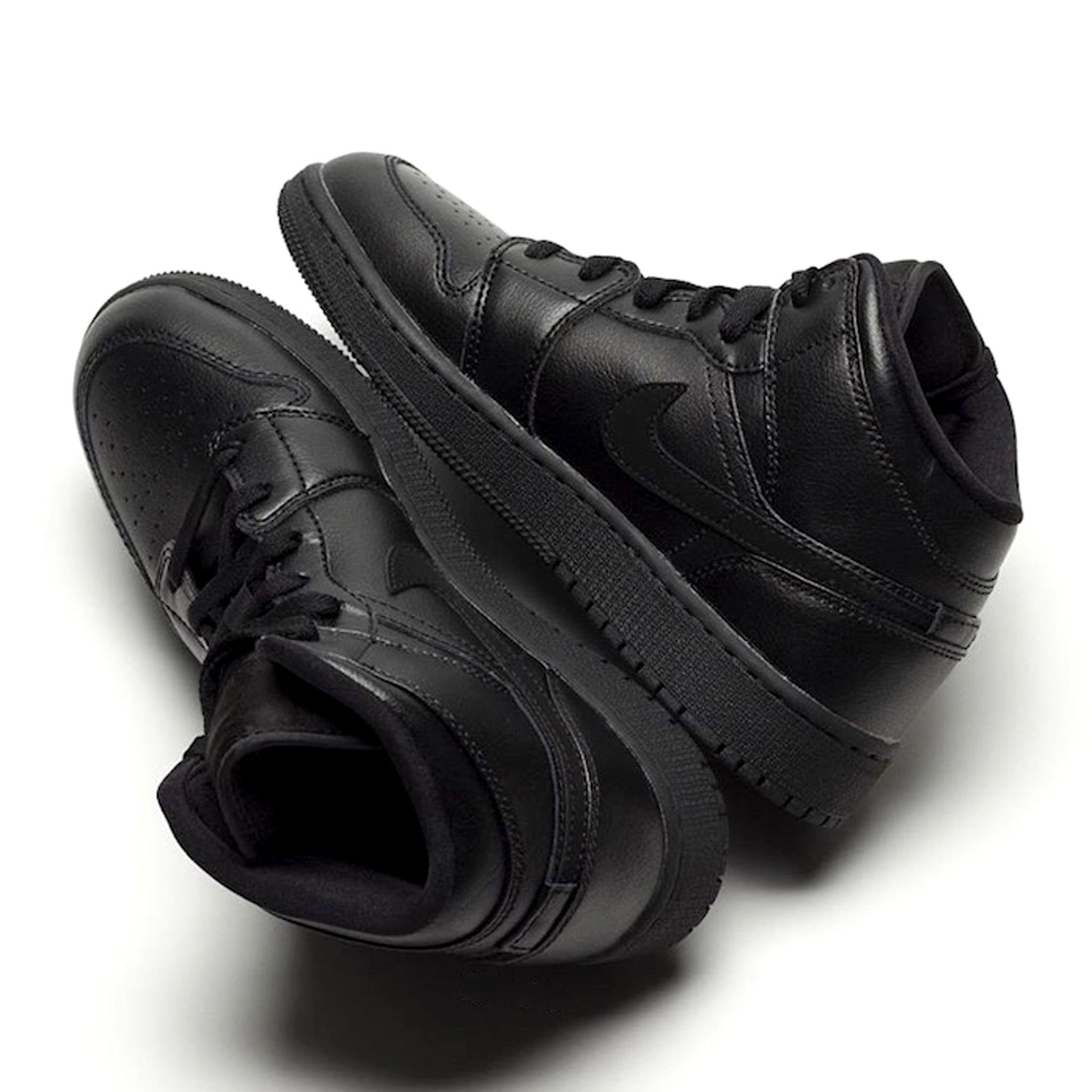  NIKE AIR JORDAN 1 MID GS TRIPLE BLACK 2015 554725-030 