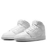  NIKE AIR JORDAN 1 MID TRIPLE WHITE 2023 GS 554725-136 