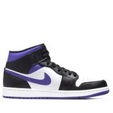  NIKE AIR JORDAN 1 MID WHITE BLACK PURPLE 554724-095 