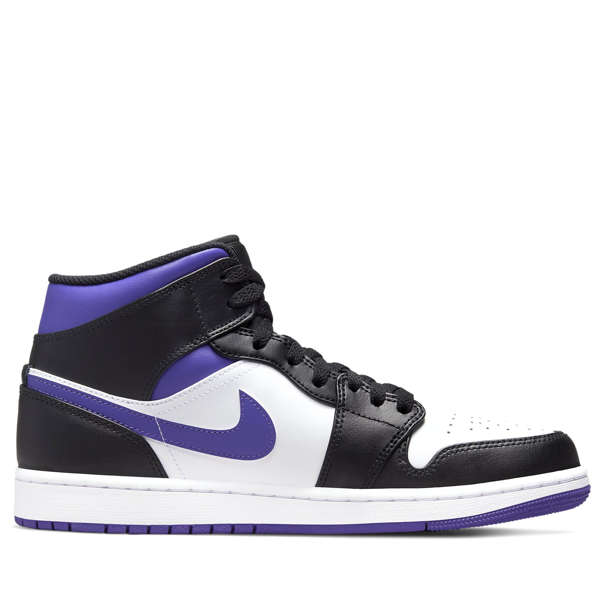  NIKE AIR JORDAN 1 MID WHITE BLACK PURPLE 554724-095 