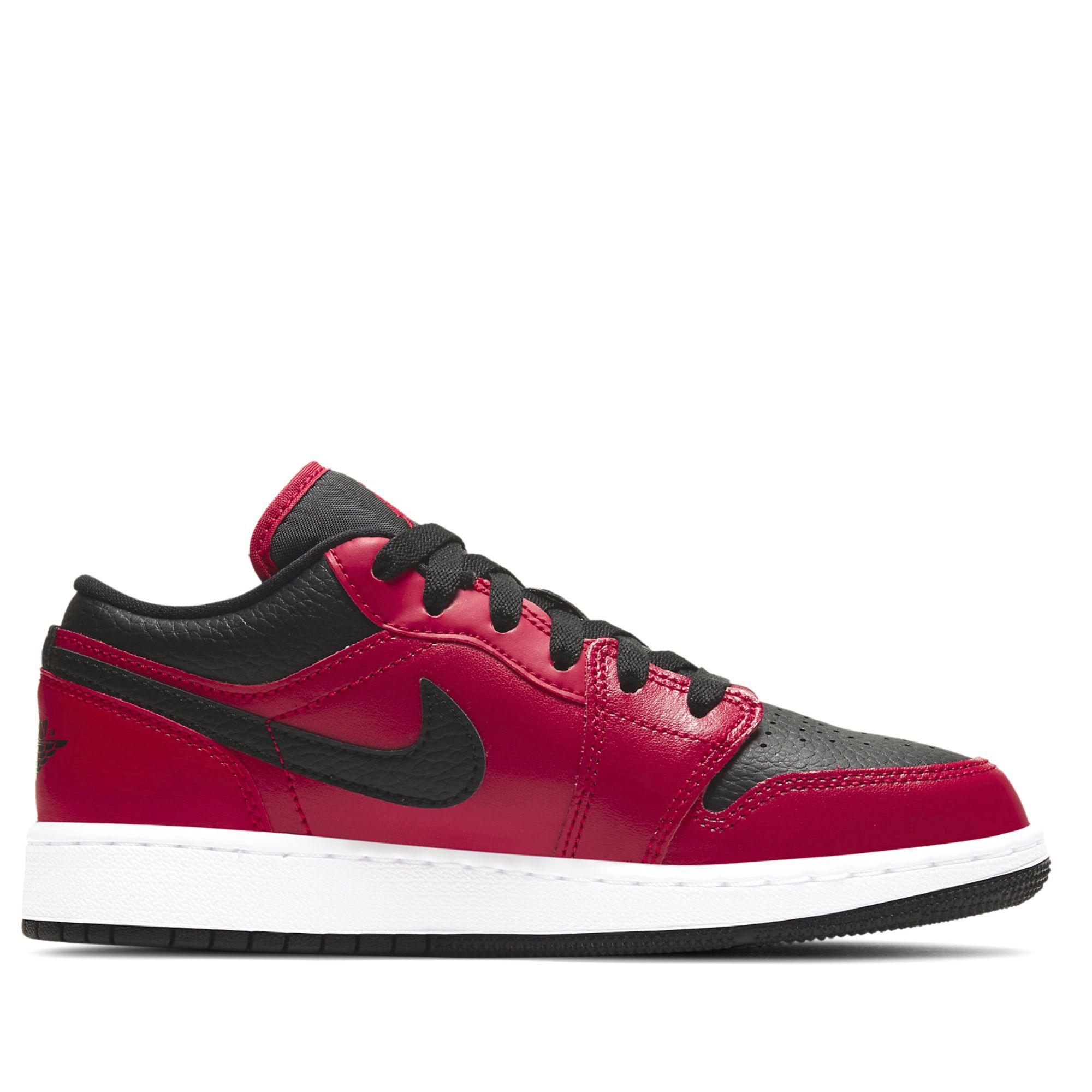  NIKE AIR JORDAN 1 LOW GS GYM RED BLACK PEBBLED 553560-605 