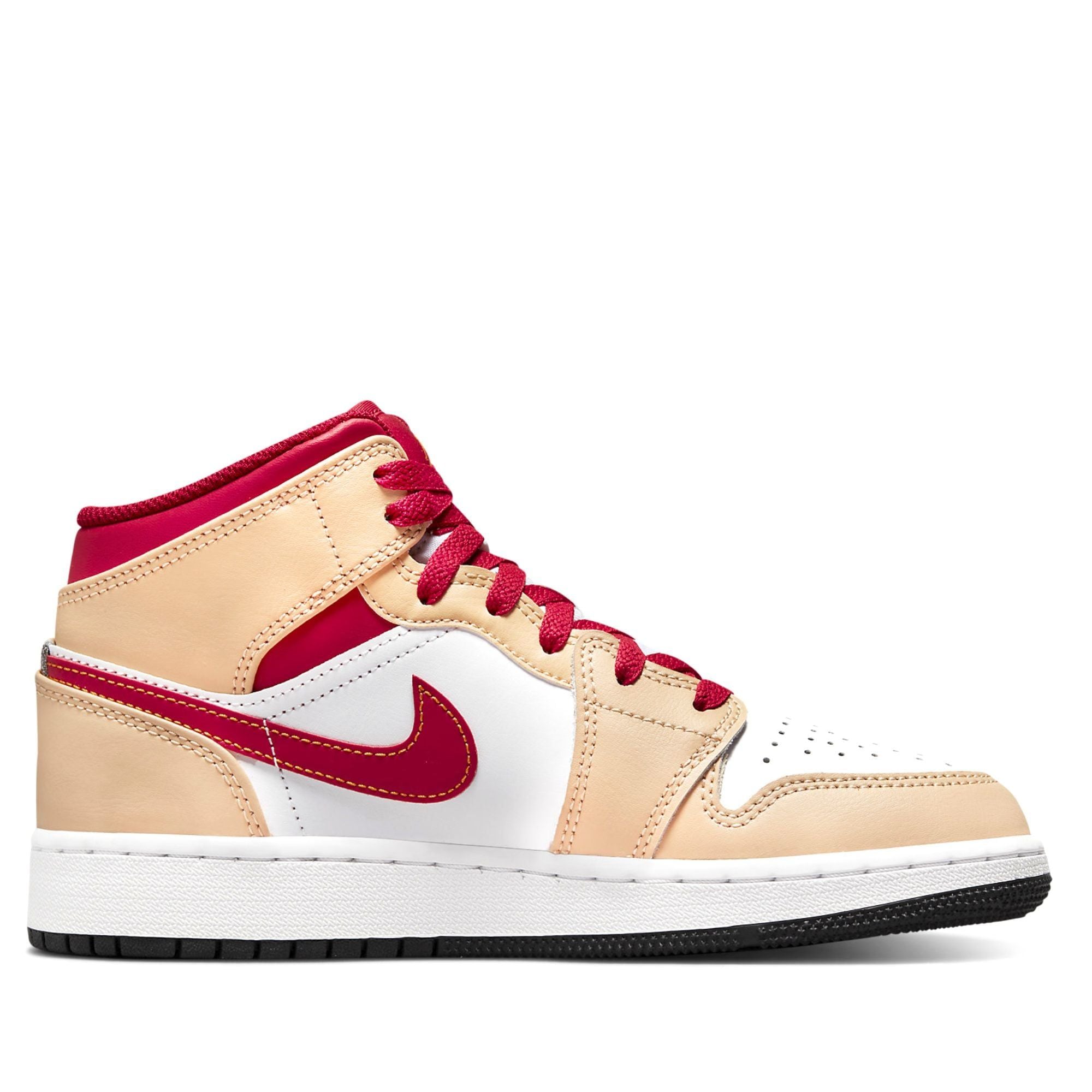  NIKE AIR JORDAN 1 MID LIGHT CARDINAL CURRY GS 554725-201 
