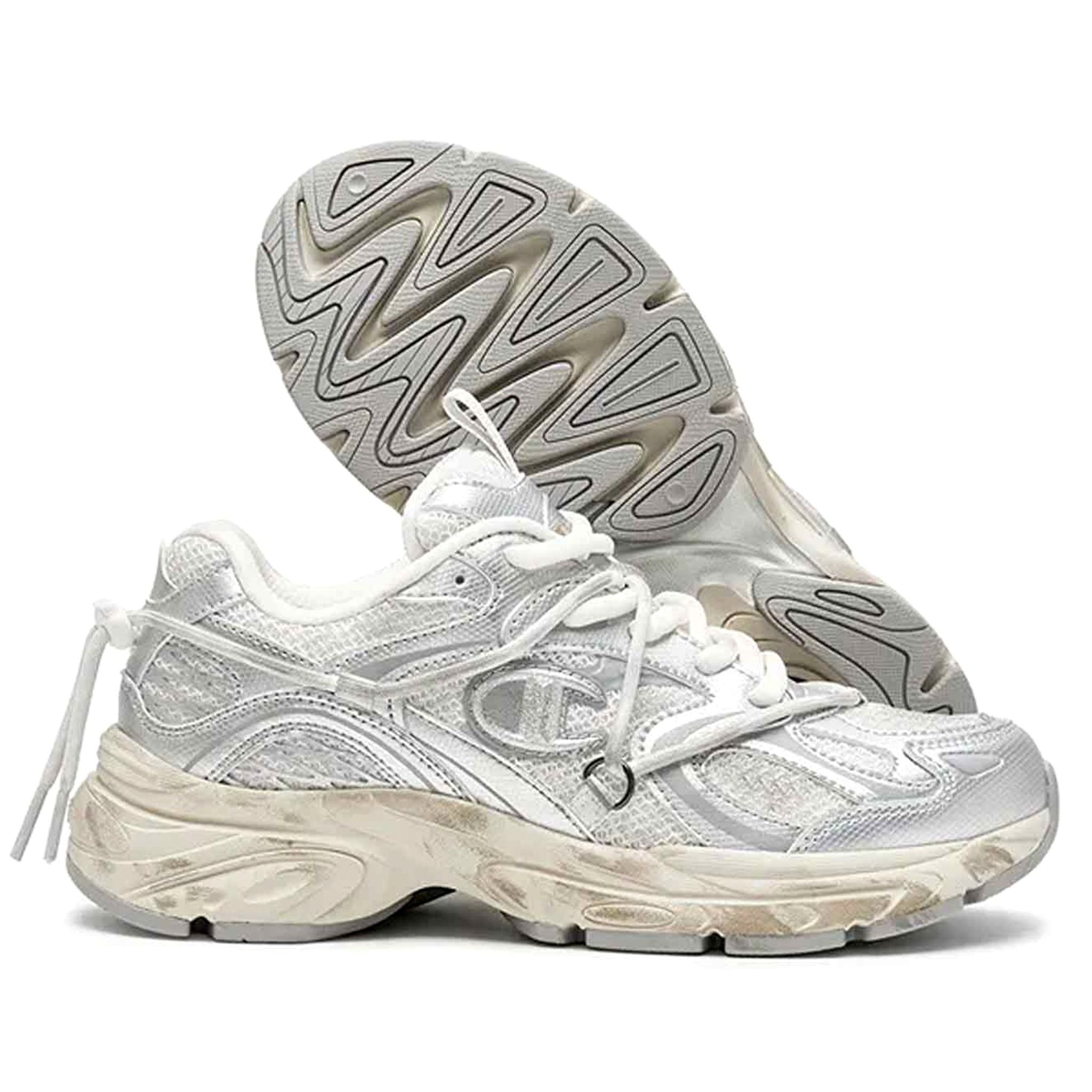 CHAMPION CHUNKY LOW-TOP SILVER/MILK WHITE U5AFCRU15P8 