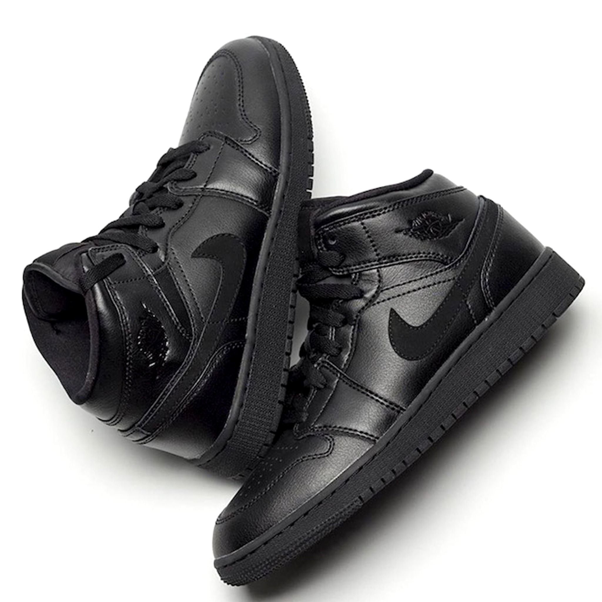 NIKE AIR JORDAN 1 MID GS TRIPLE BLACK 2015 554725-030 