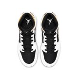  NIKE AIR JORDAN 1 MID WHITE BLACK GOLD 554725-190 