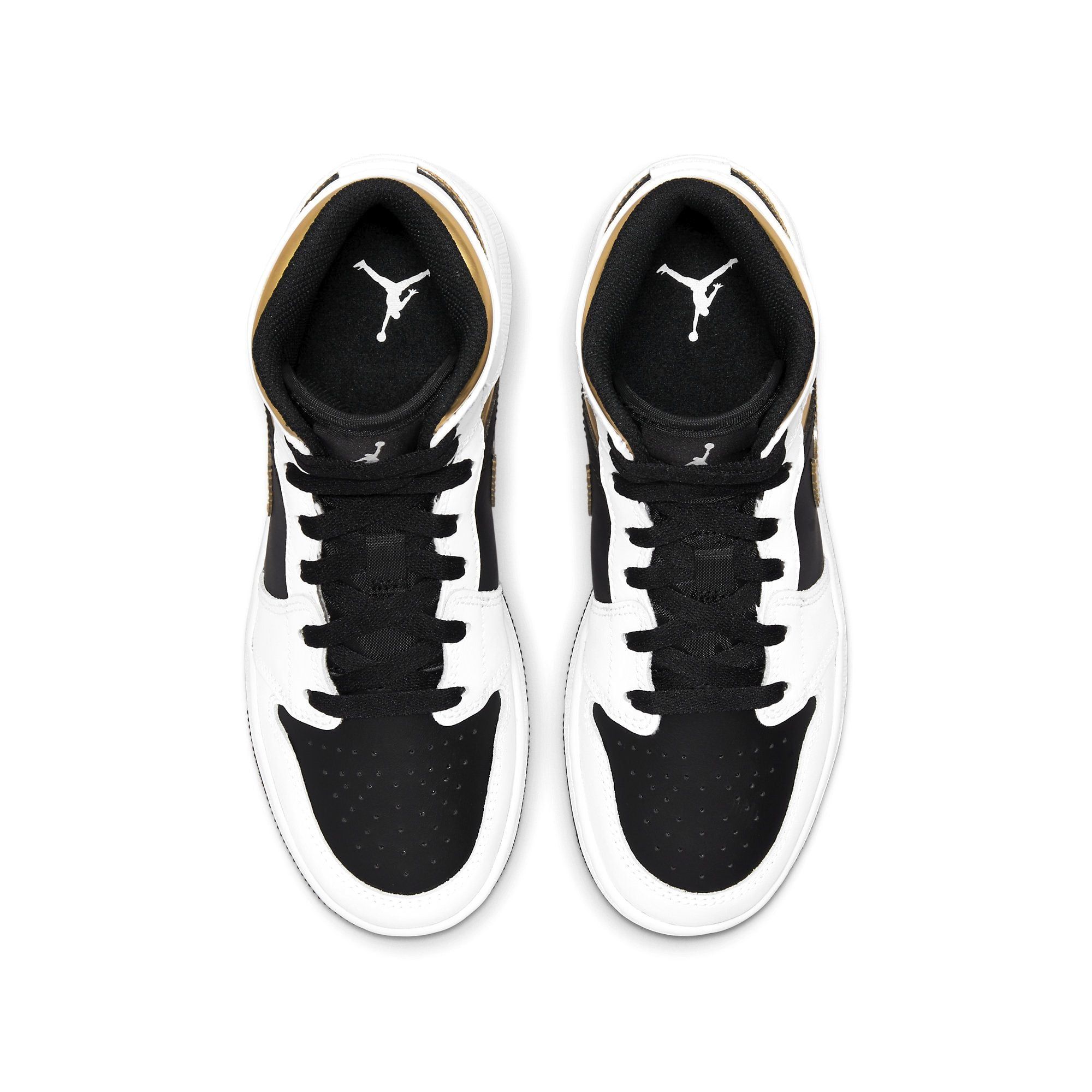  NIKE AIR JORDAN 1 MID WHITE BLACK GOLD 554725-190 