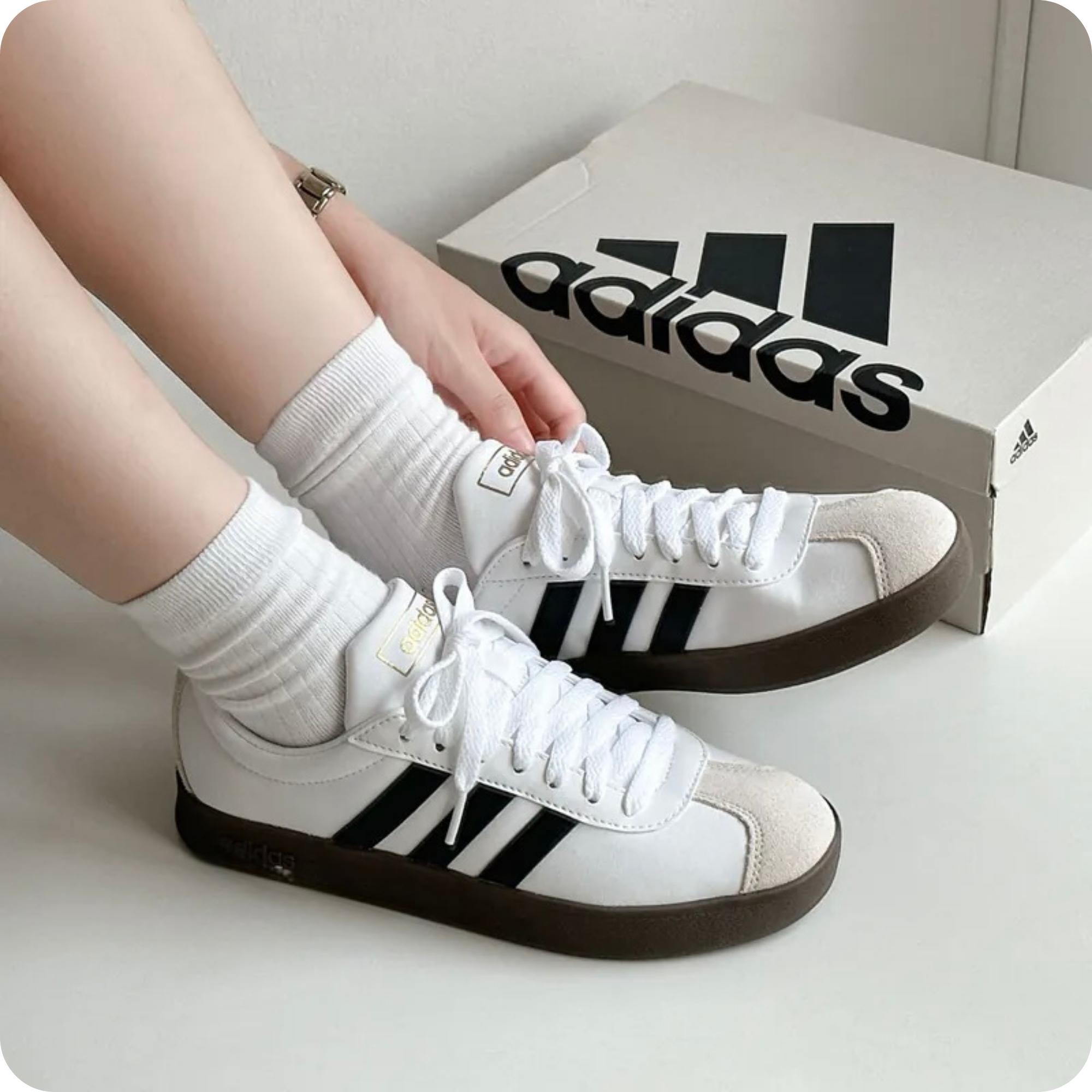  ADIDAS VL COURT 2.0 WHITE BLACK GUM ID6015 