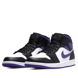  NIKE AIR JORDAN 1 MID WHITE BLACK PURPLE 554724-095 