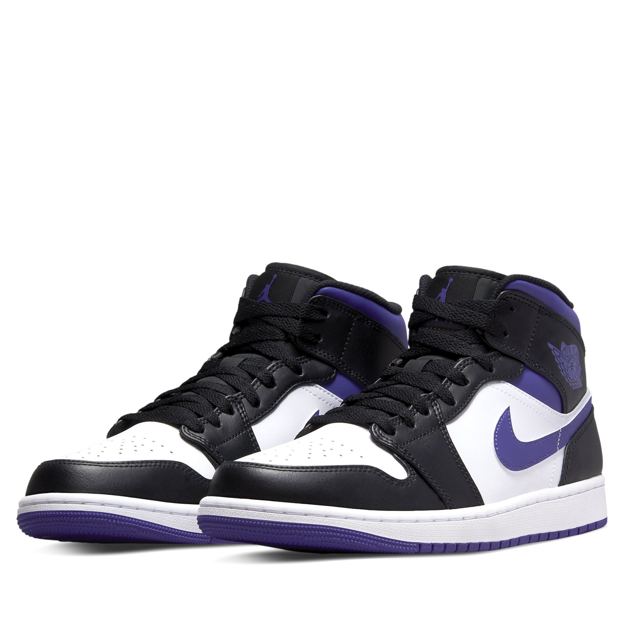  NIKE AIR JORDAN 1 MID WHITE BLACK PURPLE 554724-095 