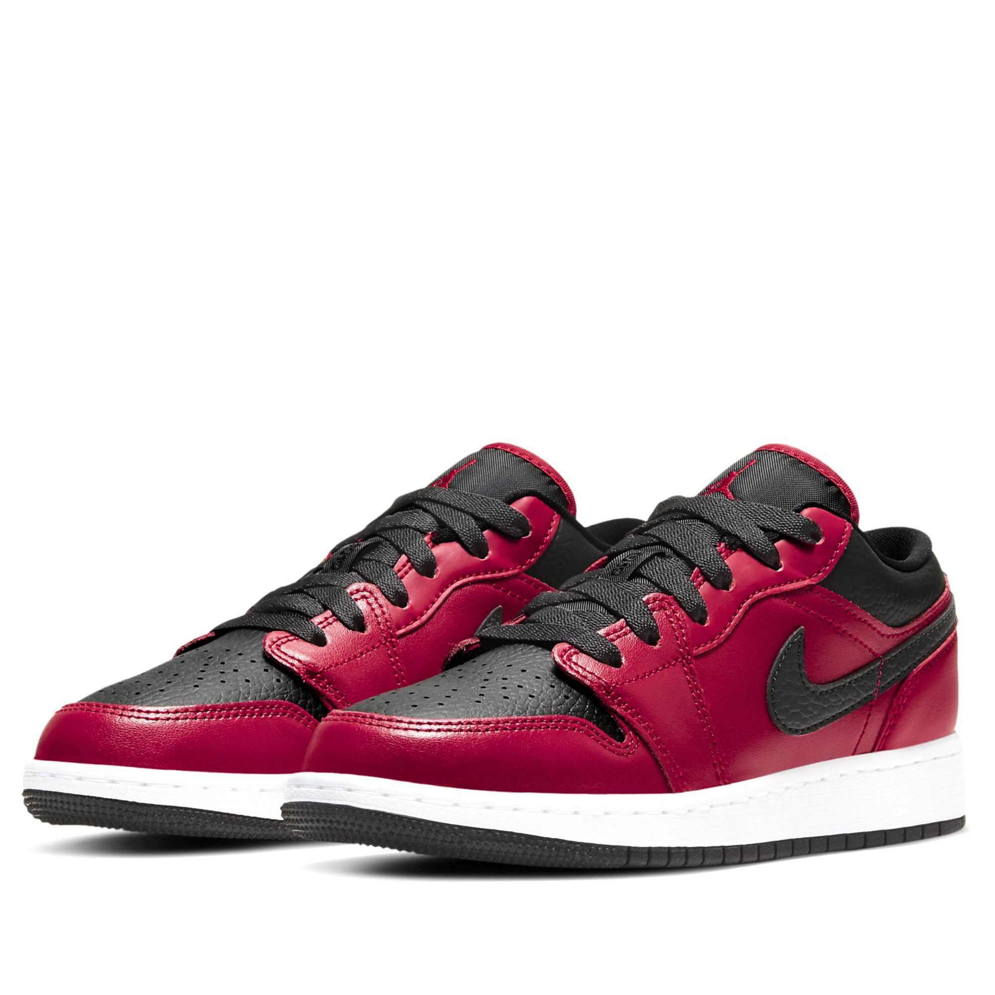  NIKE AIR JORDAN 1 LOW GS GYM RED BLACK PEBBLED 553560-605 
