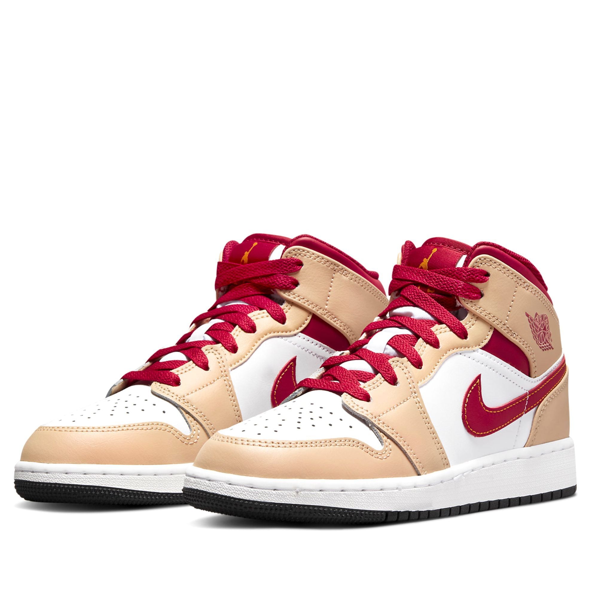  NIKE AIR JORDAN 1 MID LIGHT CARDINAL CURRY GS 554725-201 