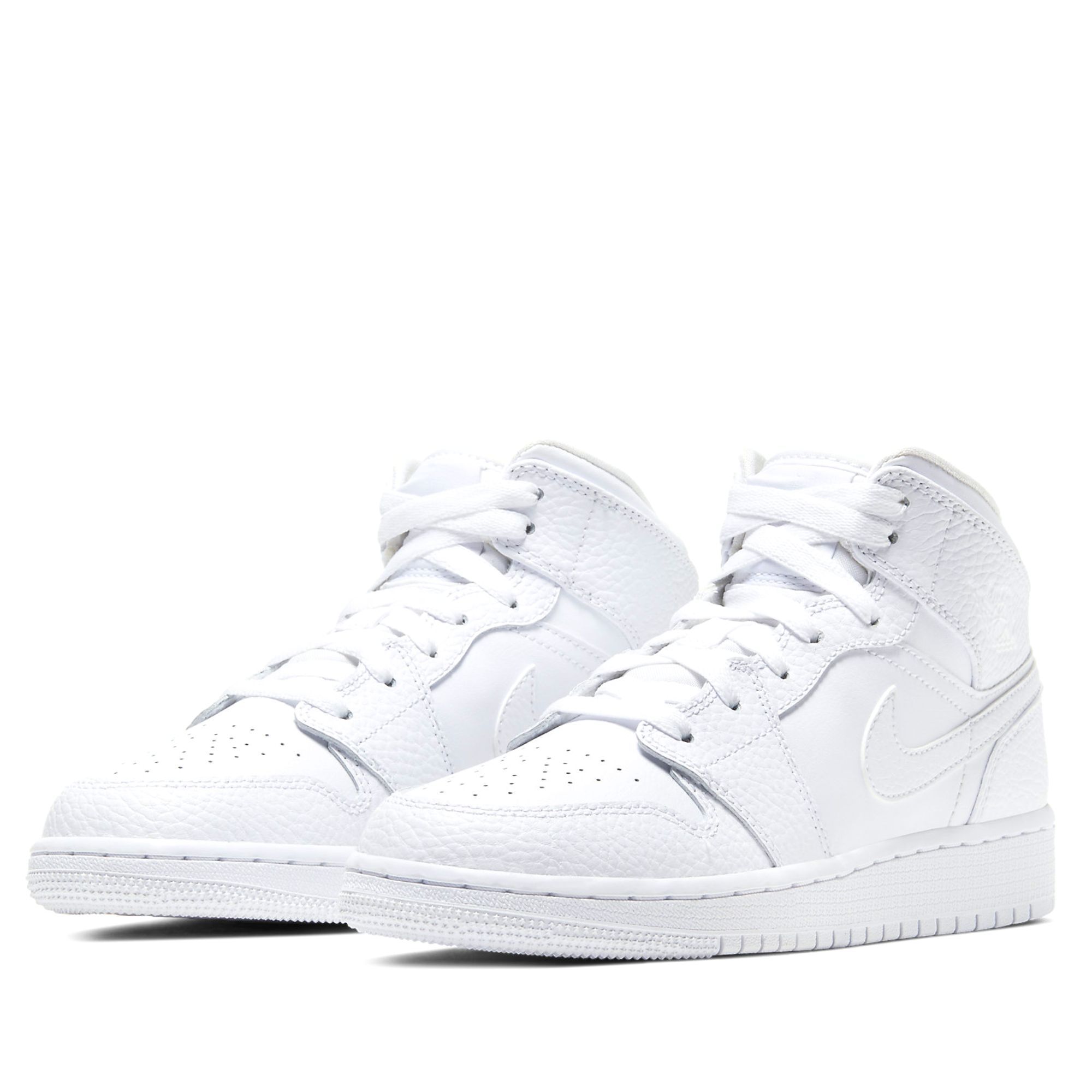 NIKE AIR JORDAN 1 MID GS TRIPLE WHITE 554725-130 