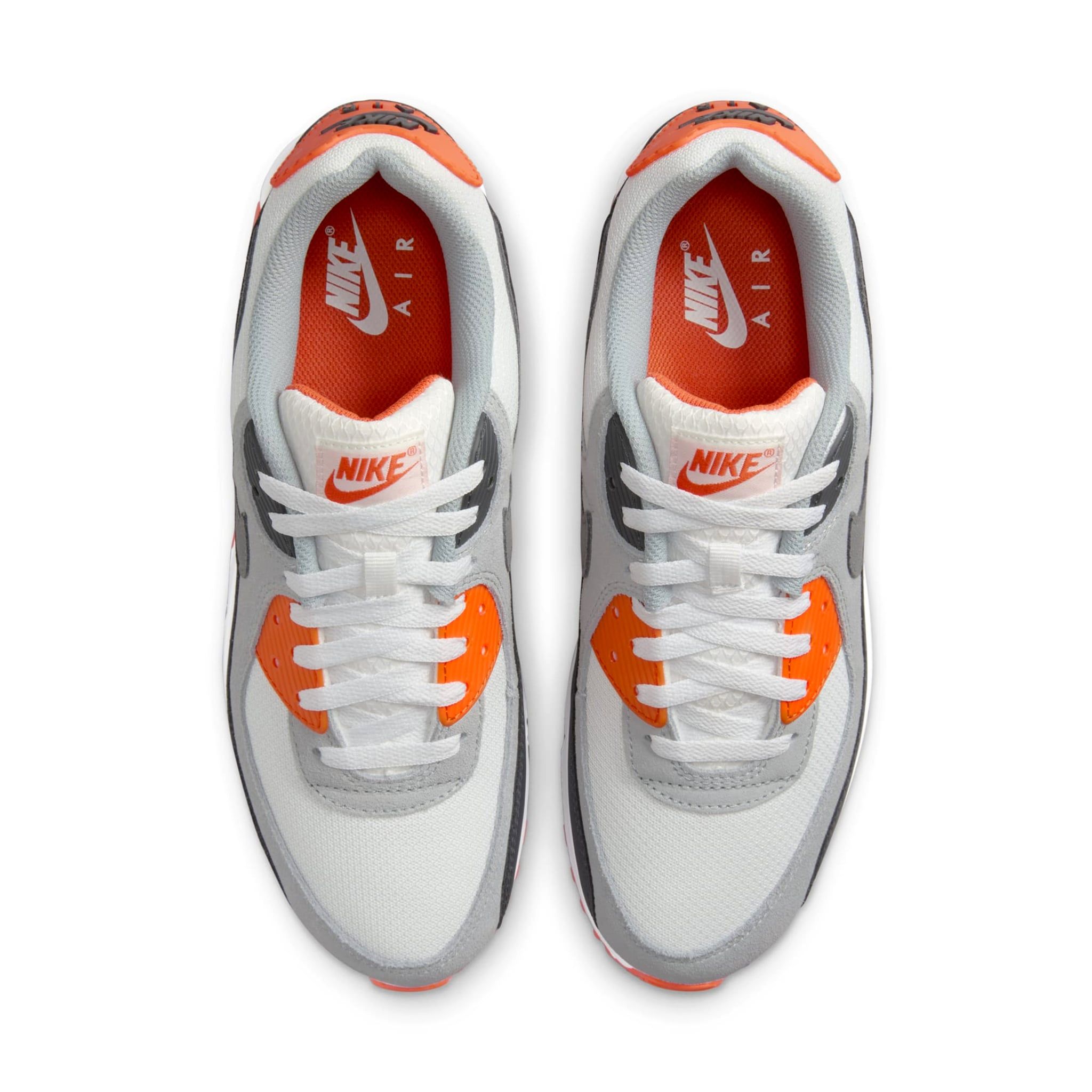  NIKE AIR MAX 90 SUMMIT WHITE SAFETY ORANGE SMOKE GREY DM0029-108 
