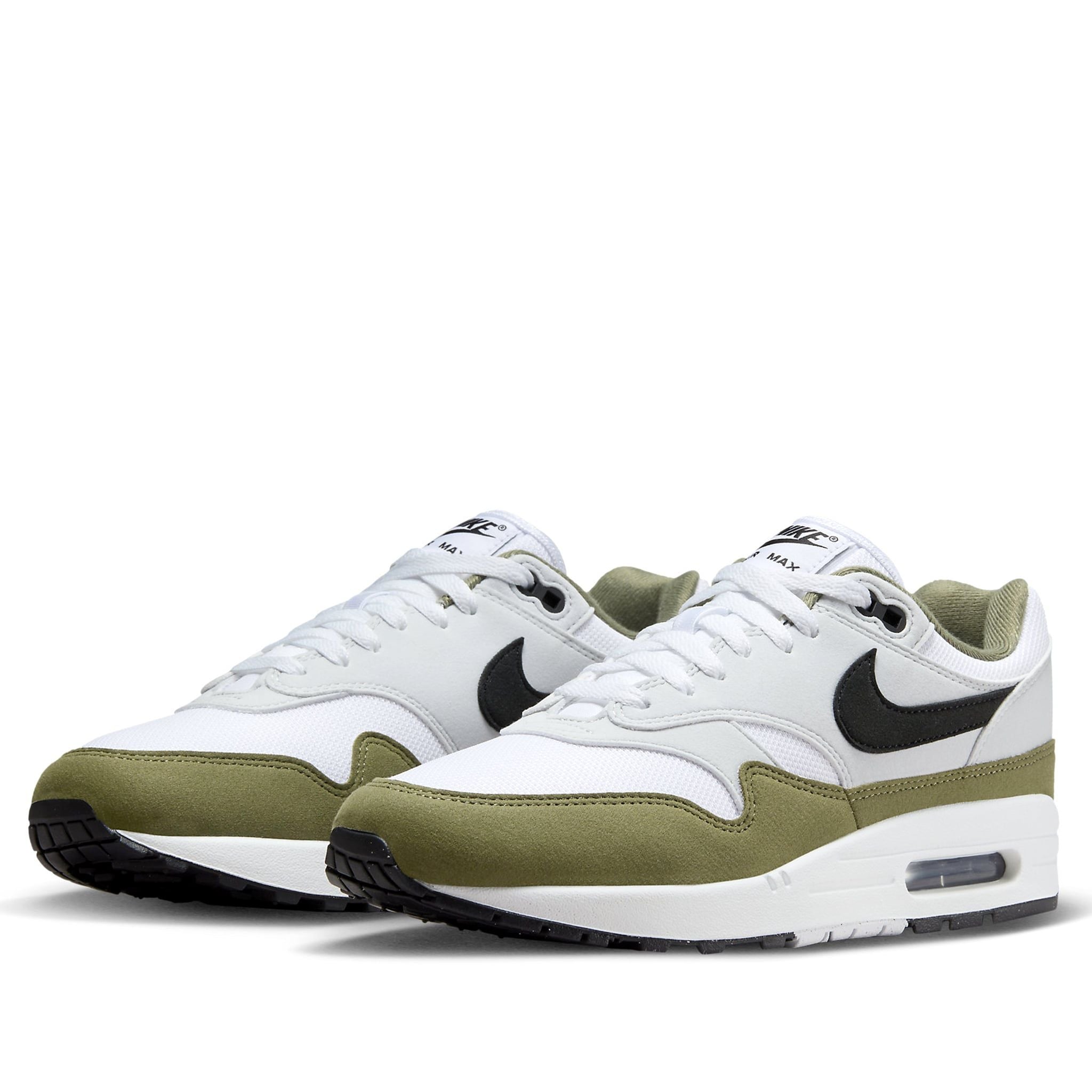  NIKE AIR MAX 1 WHITE BLACK MEDIUM OLIVE FD9082-102 