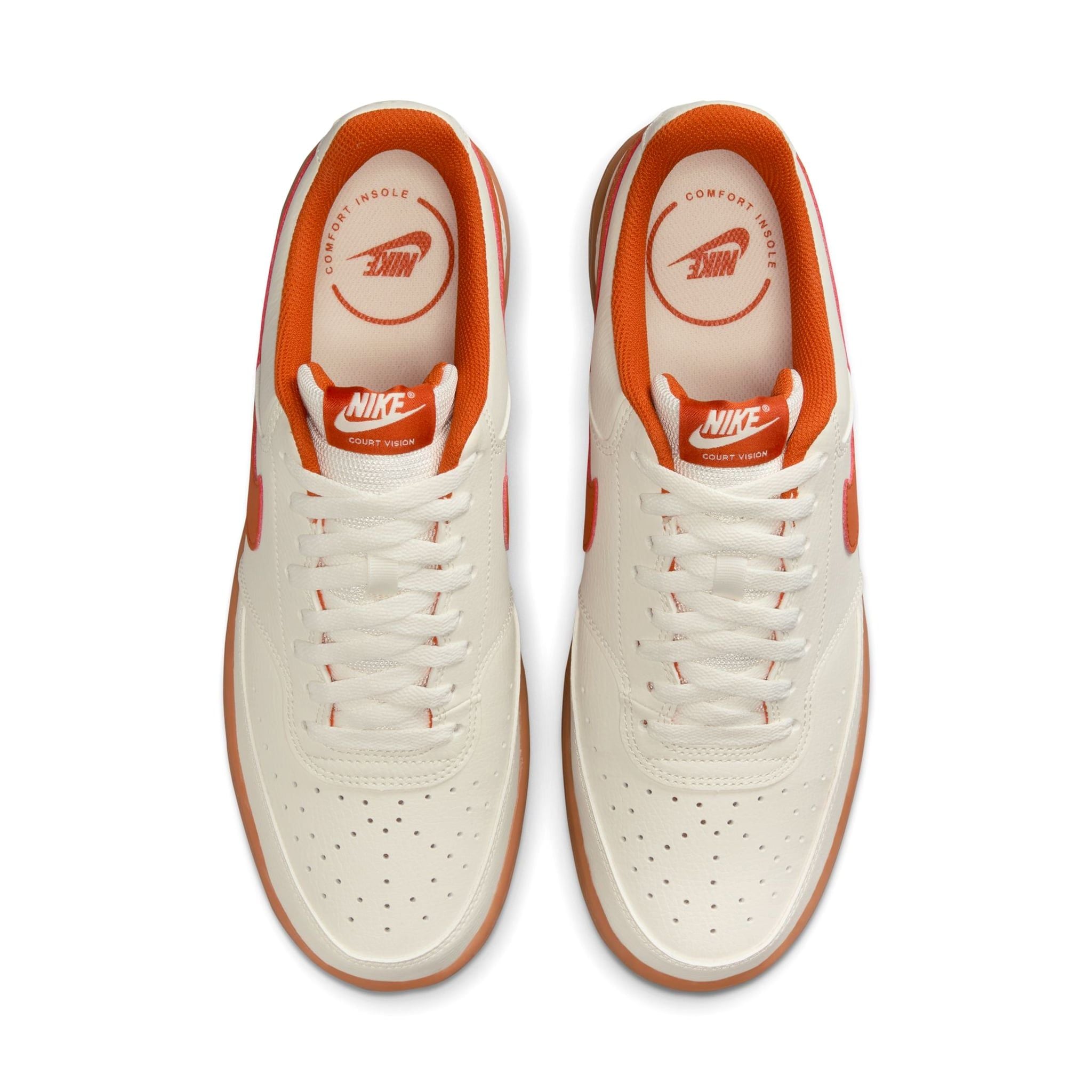  NIKE COURT VISION LOW NEXT NATURE SAIL GUM MEDIUM BROWN CAMPFIRE ORANGE HV4506-100 