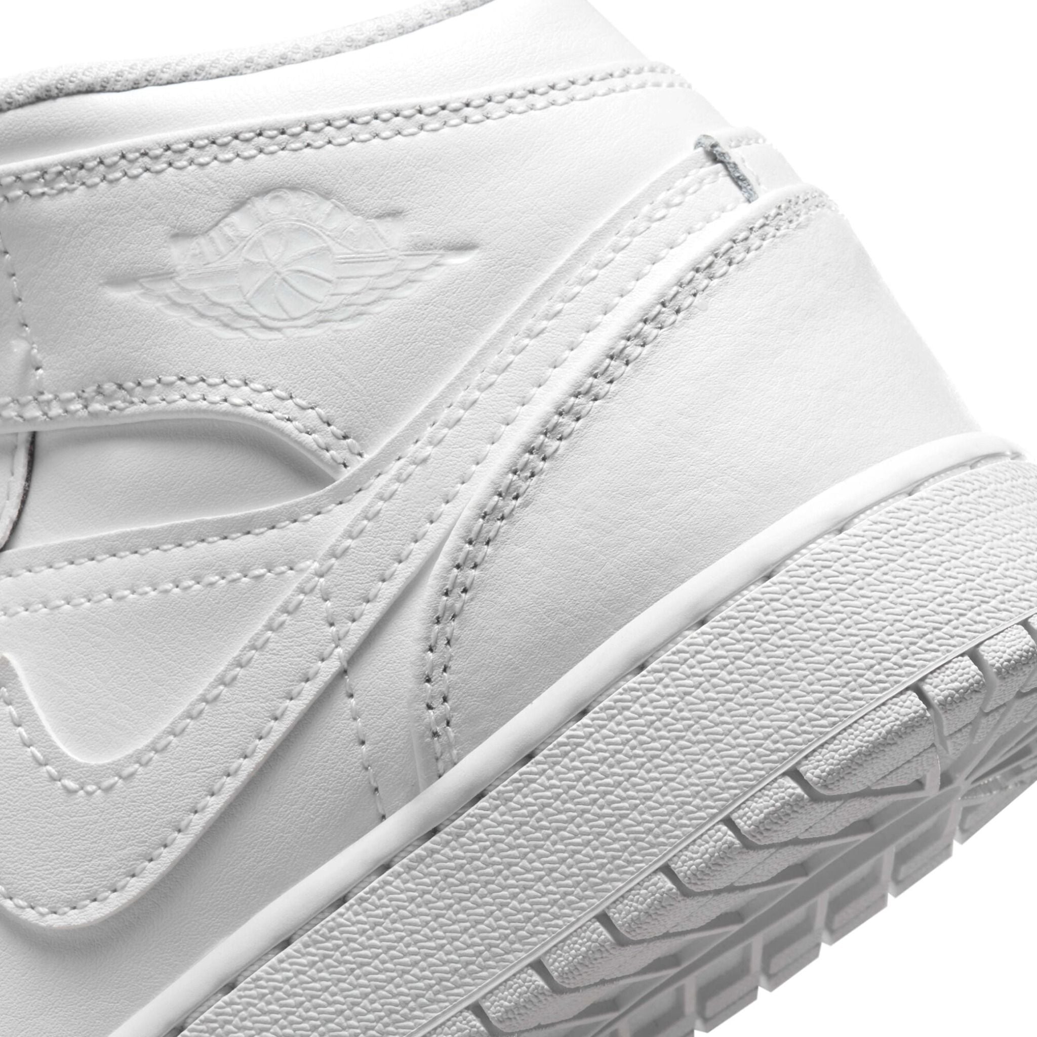 NIKE AIR JORDAN 1 MID TRIPLE WHITE 2023 GS 554725-136 