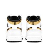  NIKE AIR JORDAN 1 MID WHITE BLACK GOLD 554725-190 