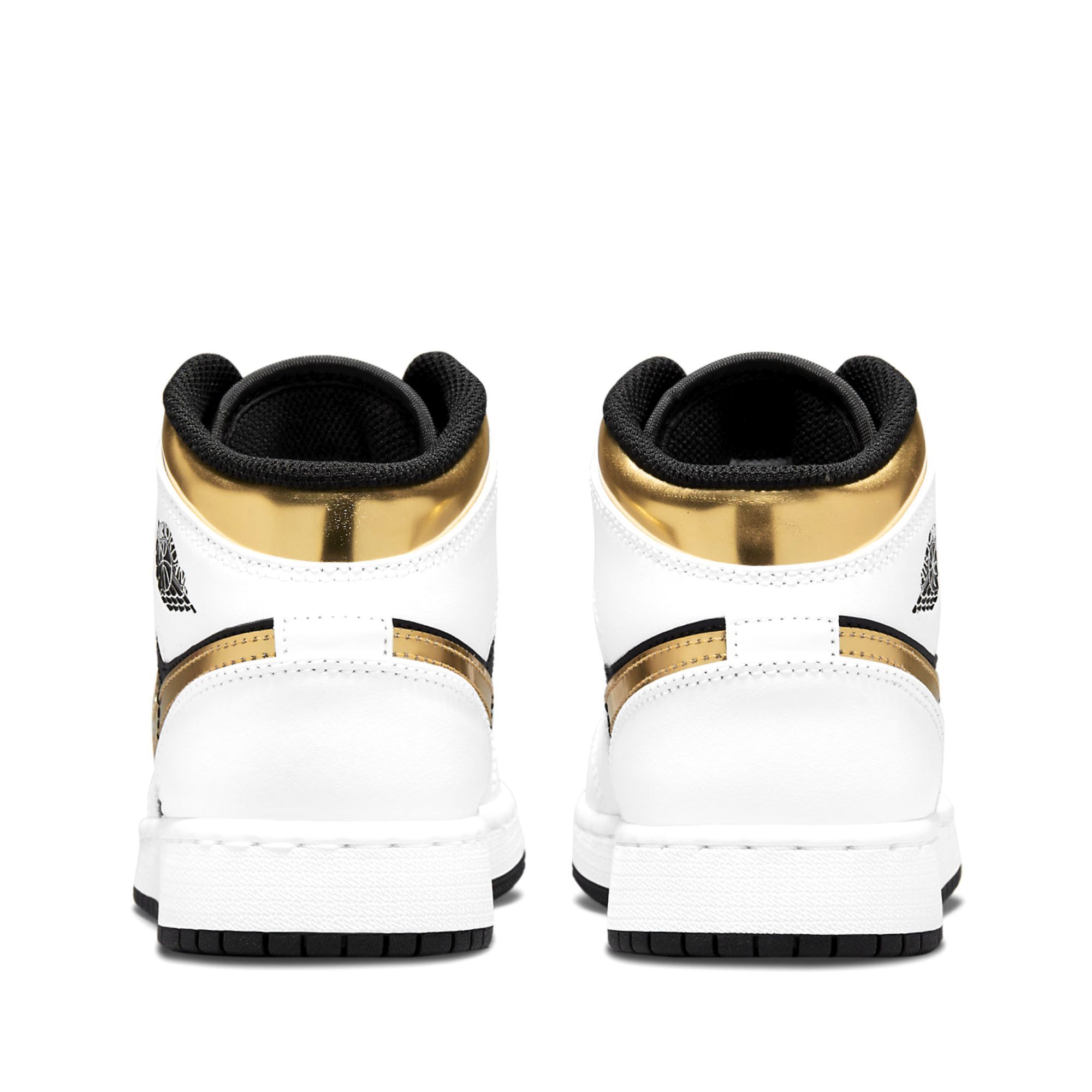  NIKE AIR JORDAN 1 MID WHITE BLACK GOLD 554725-190 
