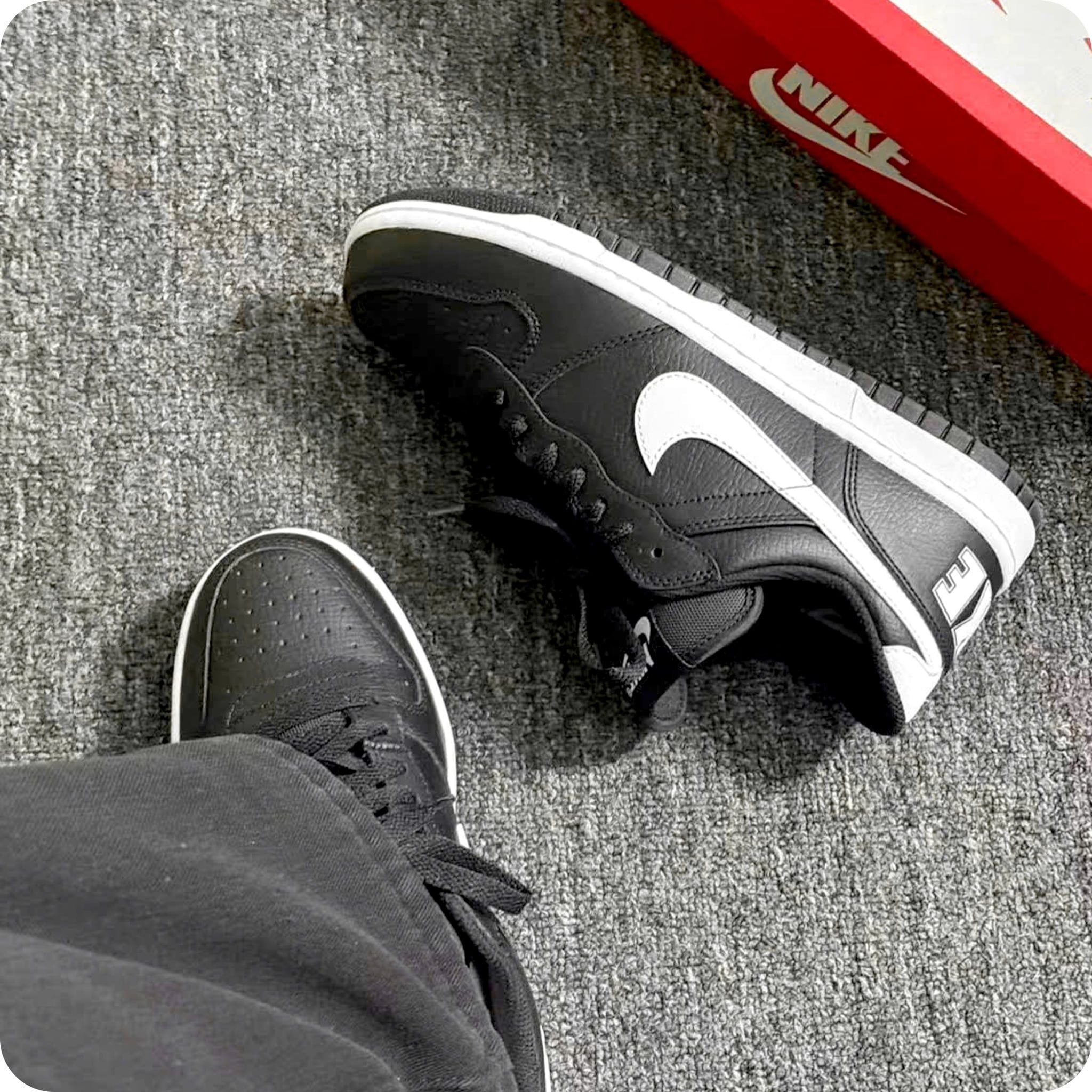  NIKE BIG NIKE LOW BLACK WHITE 355152-016 