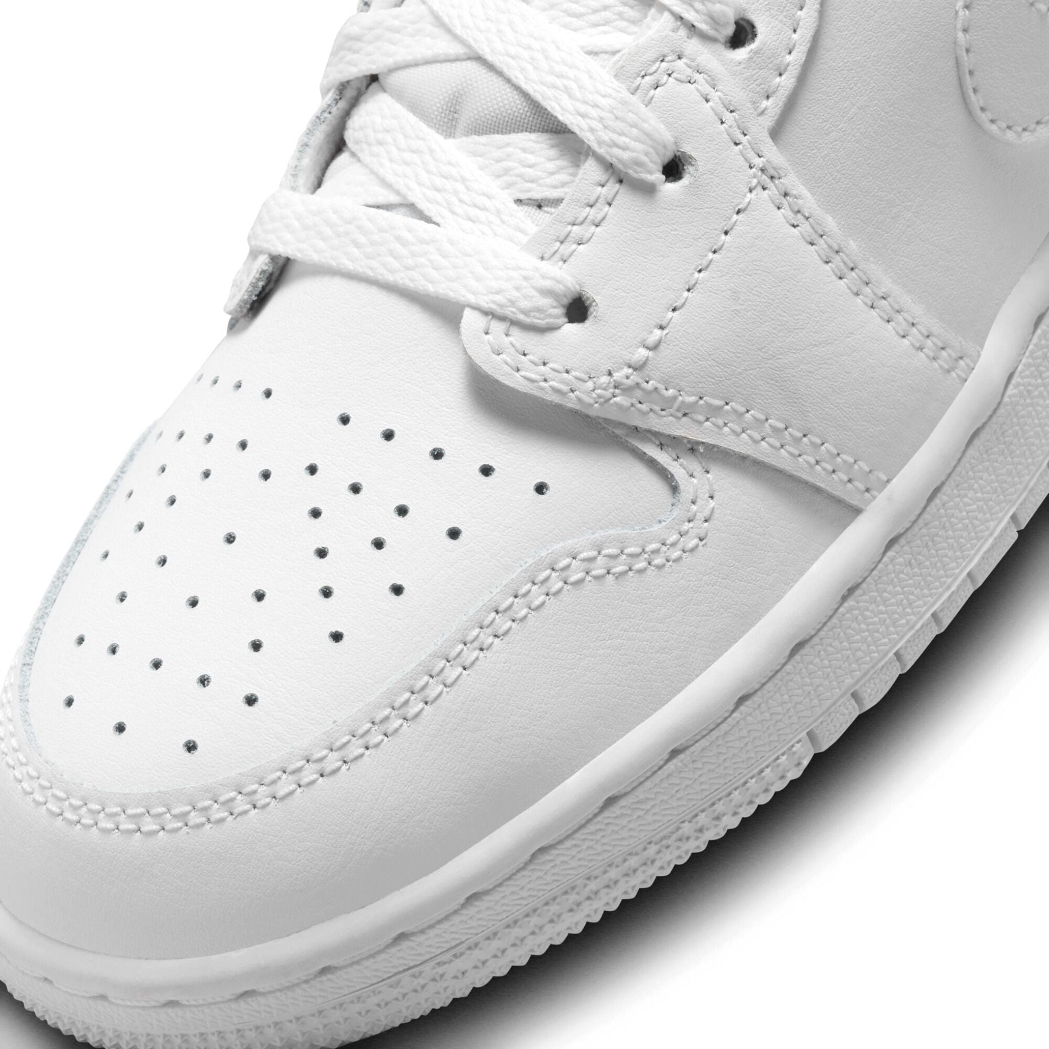  NIKE AIR JORDAN 1 MID TRIPLE WHITE 2023 GS 554725-136 