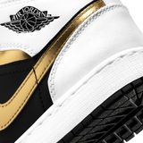  NIKE AIR JORDAN 1 MID WHITE BLACK GOLD 554725-190 