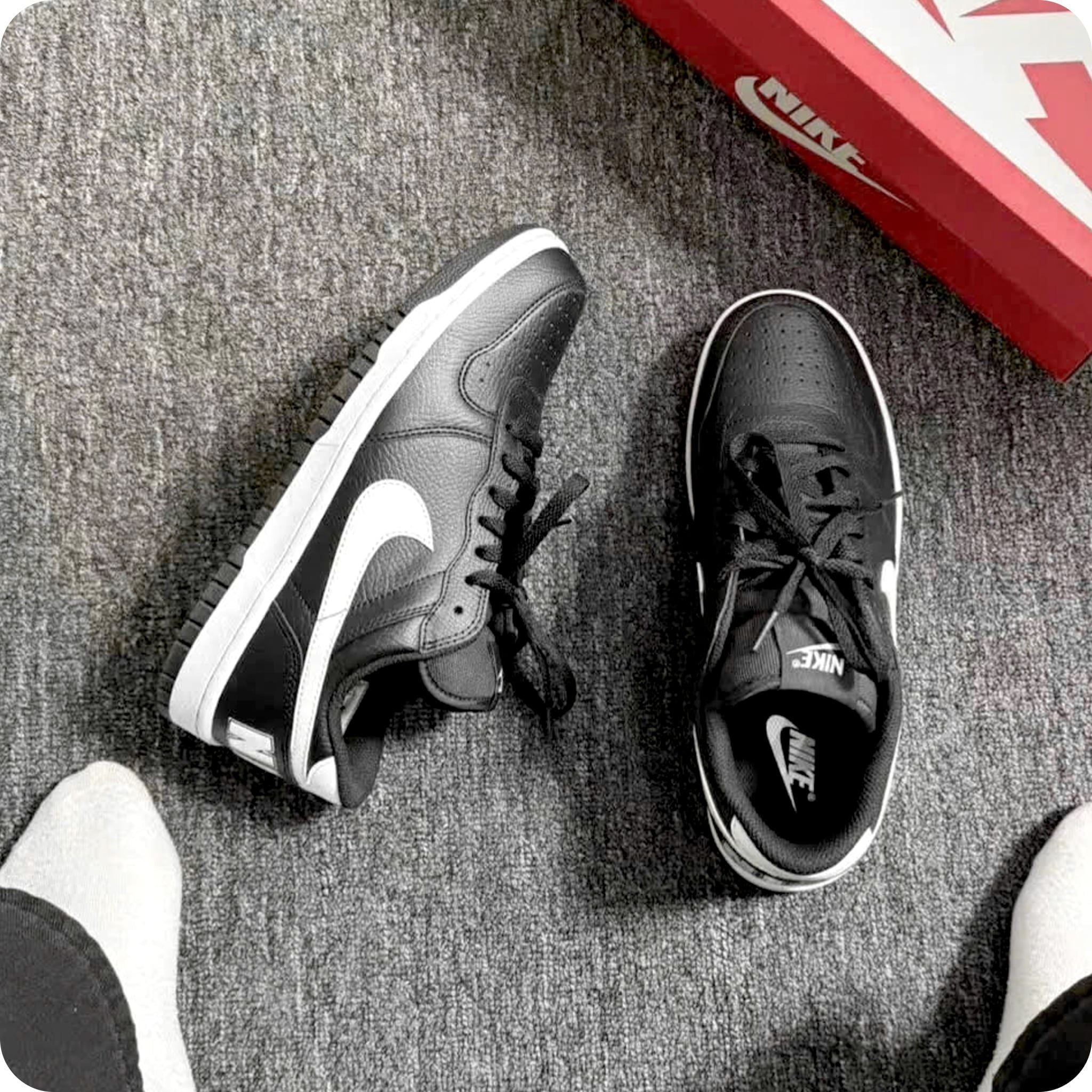  NIKE BIG NIKE LOW BLACK WHITE 355152-016 