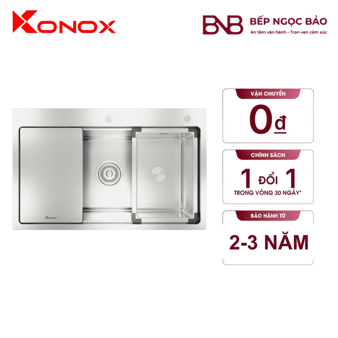 Chậu rửa Konox Tari 7851SM - 1 hố lớn (750×405)