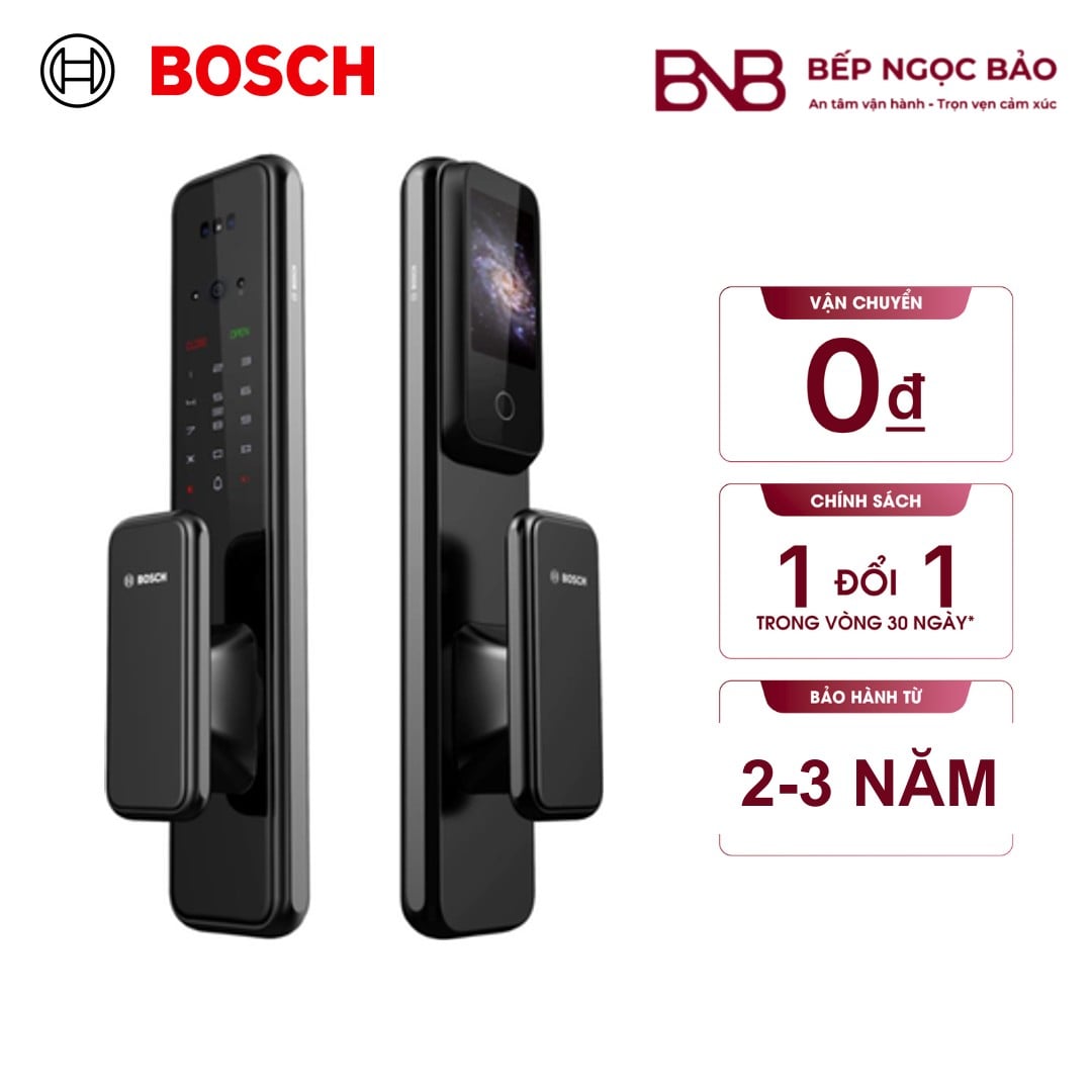 [CHÍNH HÃNG] Khoá Thông Minh Bosch | Tích Hợp Face ID + Camera & Màn Hình Trong Nhà BNB1712006