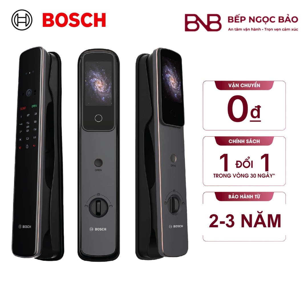 [CHÍNH HÃNG] Khoá Thông Minh Bosch | Tích Hợp Face ID + Camera & Màn Hình Trong Nhà BNB1712007