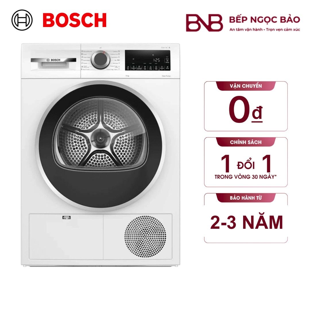 Máy sấy bơm nhiệt Bosch WQG24200SG 9kg - Series 6