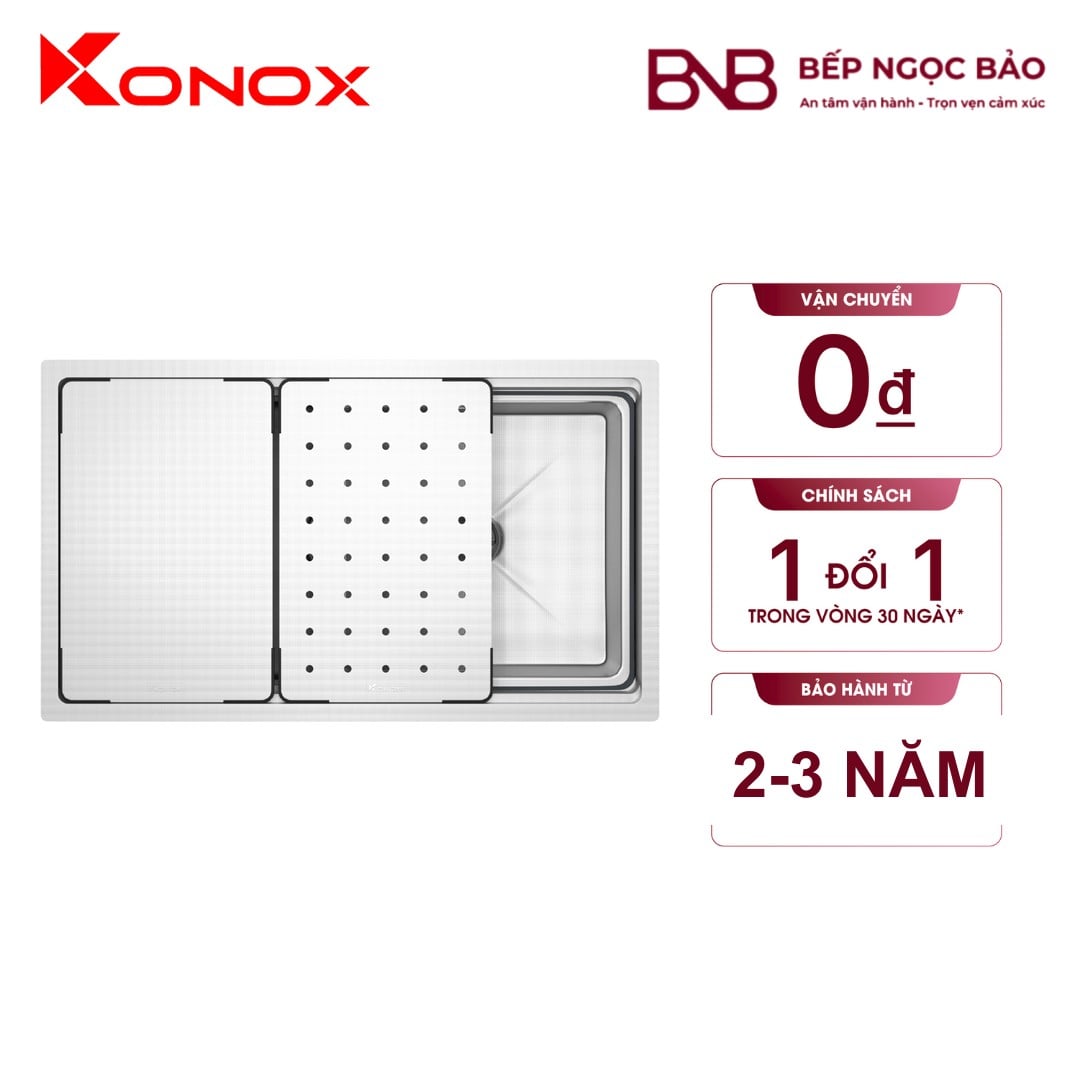 Chậu rửa Konox Workstation Dekor - 1 hố Posco SS304 chống xước BNB1707081