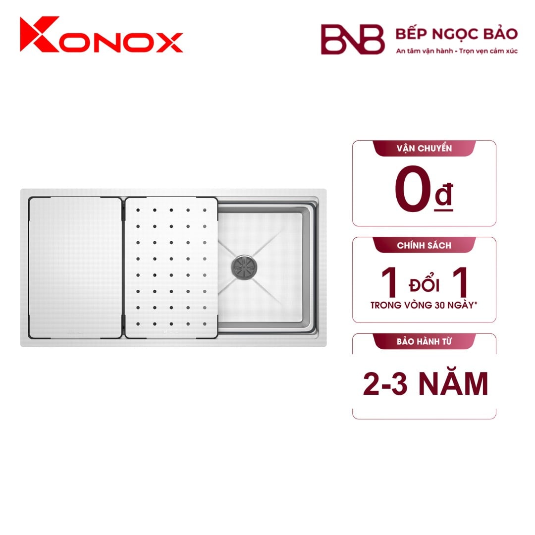 Chậu rửa Konox Workstation Dekor - 1 hố lớn Posco SS304 BNB1707082