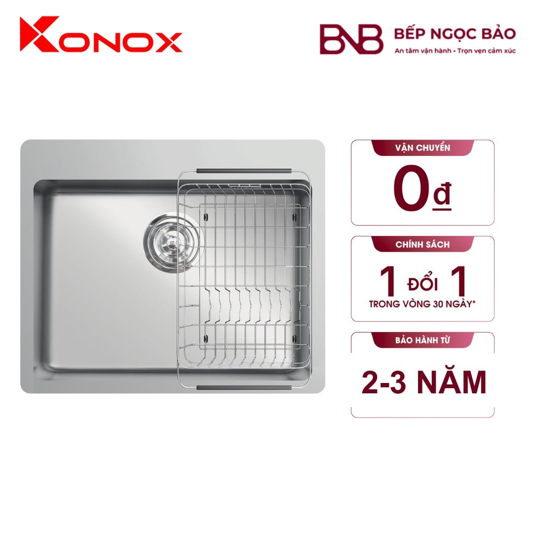 Chậu rửa Konox - 1 hố lắp dương (550×395, AISI 304) BNB1707079