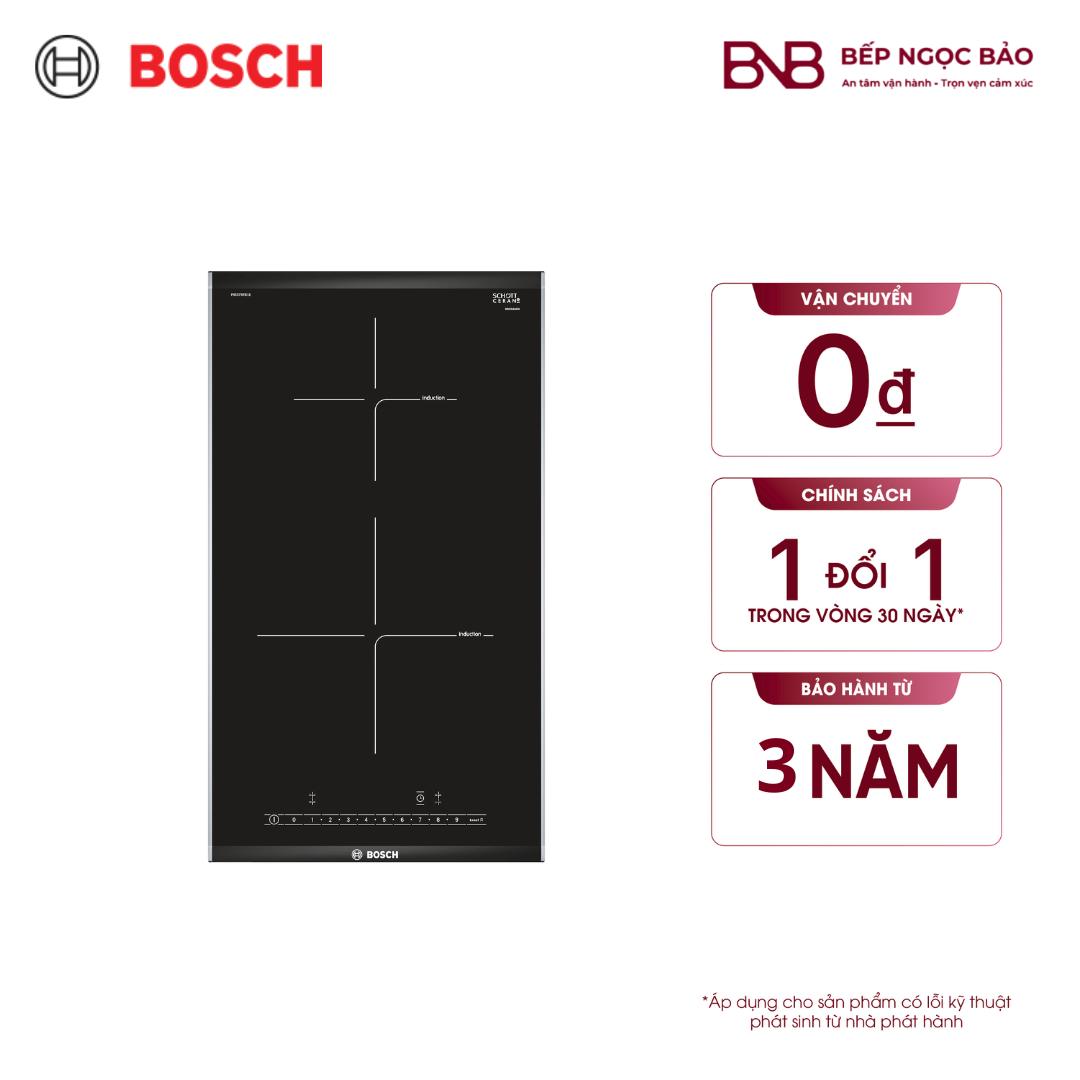 Bếp từ Domino Bosch 2 vùng nấu - Series 6 (30cm) BNB1701029