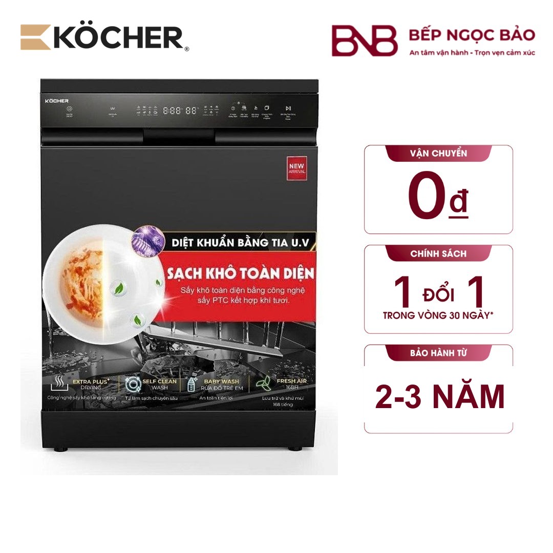 Máy rửa chén Kocher MRB-X15UV (đen - 17 bộ)
