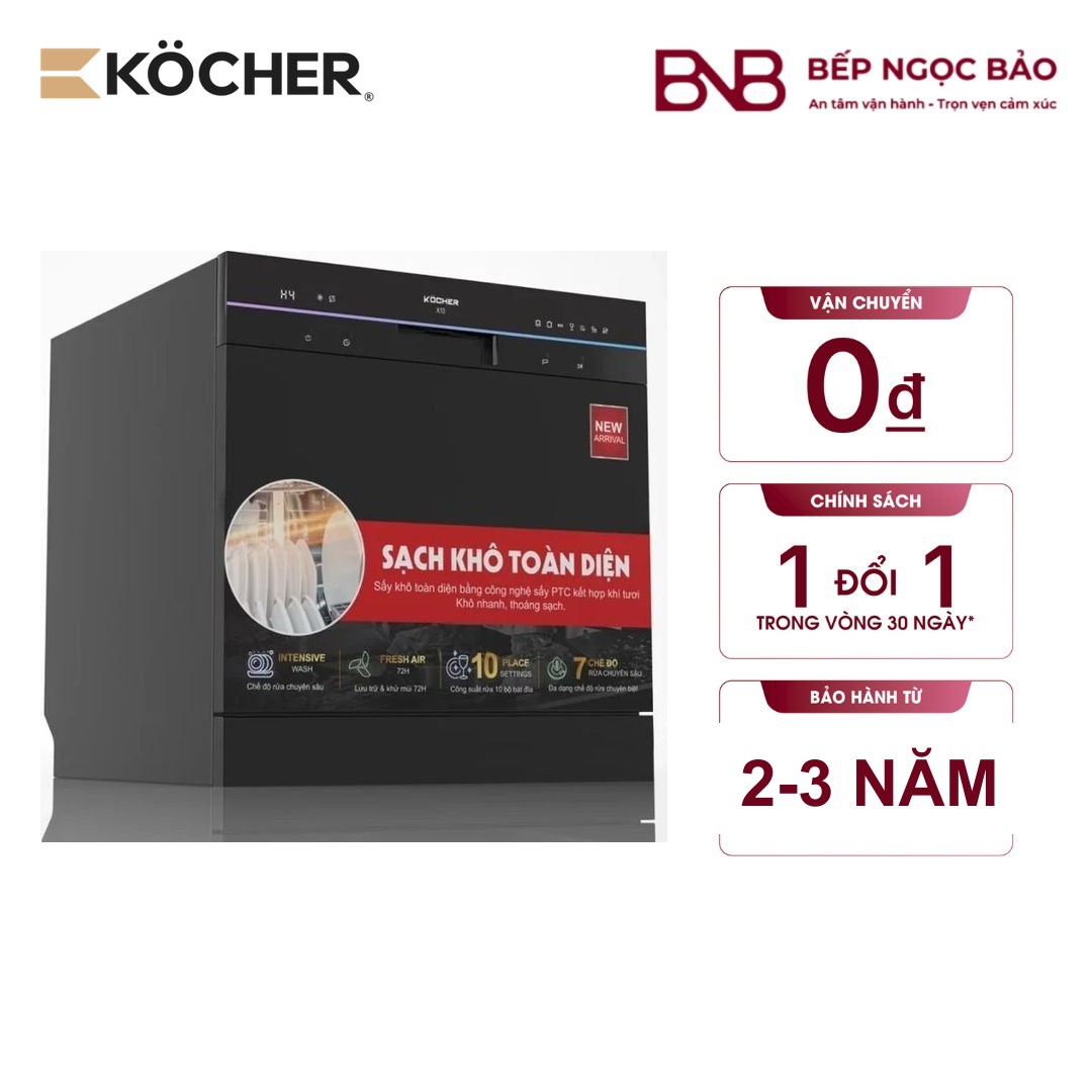 Máy rửa chén Kocher MRB-X10 (đen - 10 Bộ)
