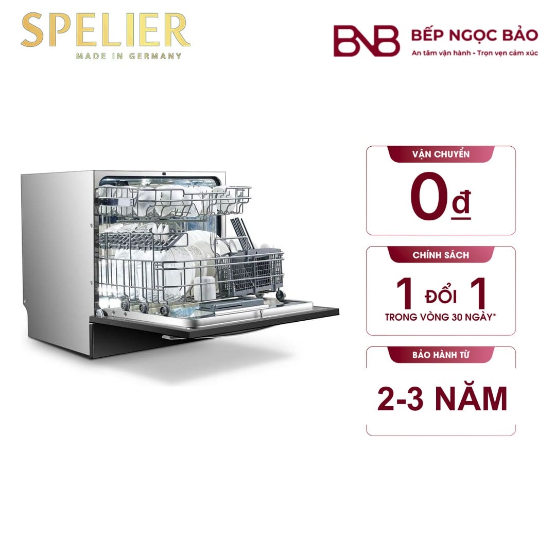 Máy rửa bát 8 bộ Spelier SP 08 PLUS1DW (đen)
