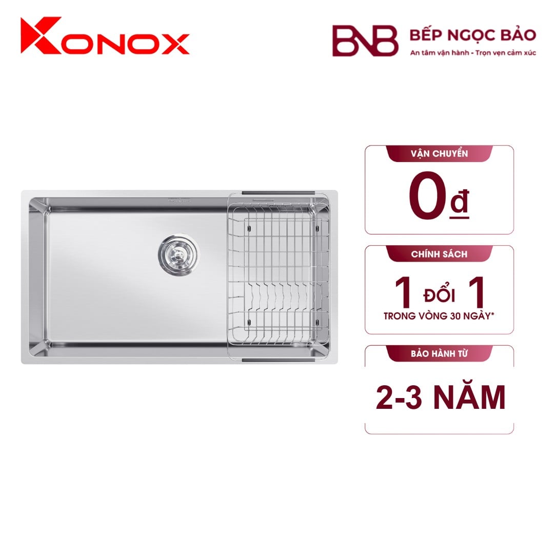 Chậu rửa Konox - 1 hố lắp âm (745×400, AISI 304) BNB1707078